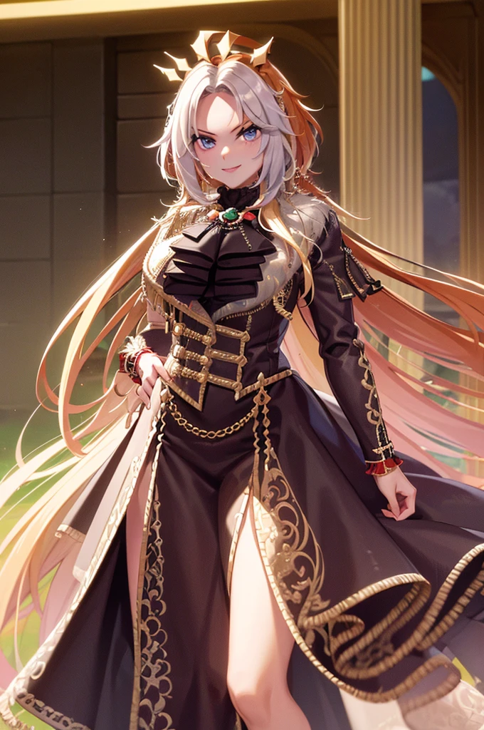 masterpiece, highest quality:1.2),8K, One Woman, alone,Shiny skin、Huge breasts、Long legs、Are standing、Composition from the front、Smiling、Facing forward、Stand up straight,looking at the camera、