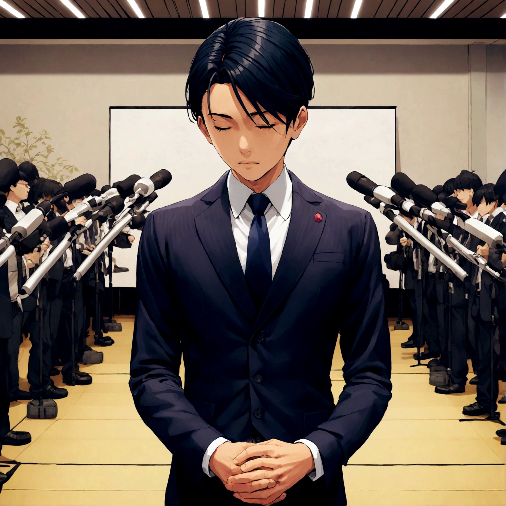 Salaryman holding an apology press conference