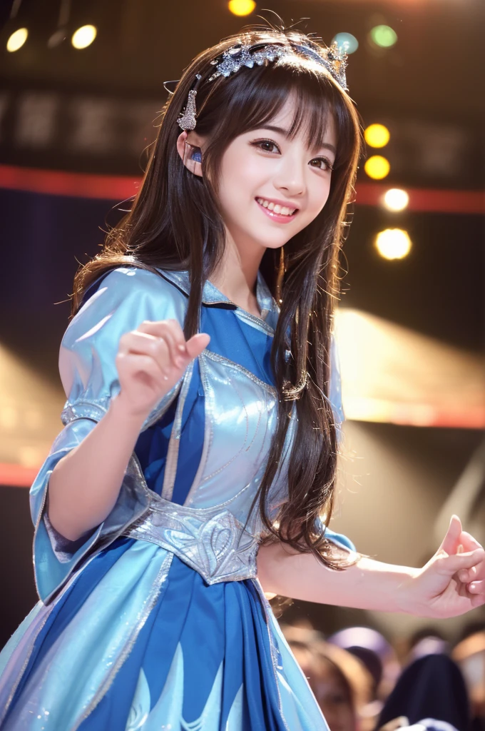 (high resolution、high quality、High resolution、detailed、8k、masterpiece）、ultra A high resolution、(Photorealistic:1.3)、RAW Photos、5 girls、red、yellow、blue、green、long hair、short hair、Glowing Skin、((Ultra-Realistic Details))、Portrait、Global Illumination、Shadow、Octane Rendering、8k、Super sharp、Beautiful breasts、Beautiful Eyes、Bright colors、smile、so detailed、Realistic Light、CGSoation Trend、Beautiful Eyes、Shining Eyes、Smile on your face at the camera、detailed of neon、22 age、Mean、Small devil、Obscene、wide shot、full body、Healthy body shape、Cosplay、A little sexy、Moe、Super cute、Beauty、pure、Fall in love、Idol、The sunlight is gentle、A smile that will make any otaku swoon、intellectual、Mature look、Fluttering costumes、Rorish、Perform on stage、concert photography、Cute Core、(((Observe the audience)))、Idol、(Japanese、Beautiful contours、Beautiful Eyes、Cute eyes)、Sing on live stage、Singing scene、((Bright colors、fantasy clothing)), Warm Light、(Anatomically correct）、（Perfect figure)、(Natural Hands、natural finger)、high heels、thigh-high socks、little sexy