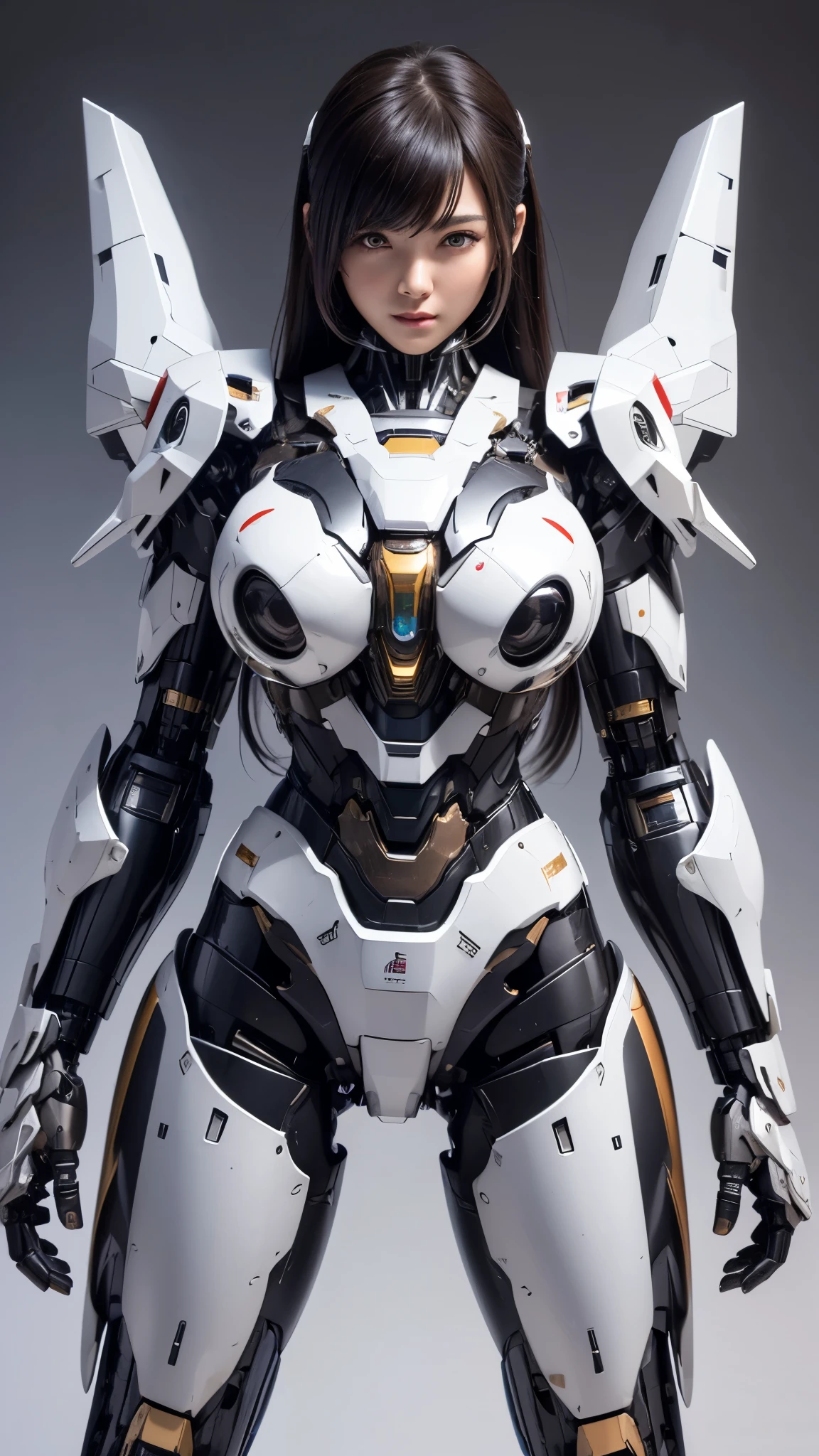 Textured skin, Super Detail, high details, High quality, Best Quality, hight resolution, 1080p, hard disk, Beautiful,(Super Heroine),Oppai Missile,beautiful cyborg woman,Mecha Cyborg Girl,Battle Mode,Girl with a Mecha Body,She wears a battle cyborg mech with a weapon,Fulll body Shot
