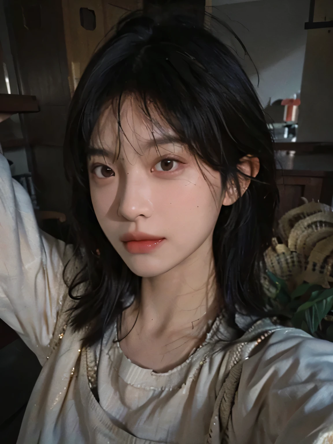 8K,Best quality, masterpiece, ultra high res, (photorealistic:1.4), raw photo, (Authentic skin texture:1.3), (film grain:1.3), (selfie angle),1girl,beautiful detailed eyes and face,masterpiece, best quality,close-up,upper bod,