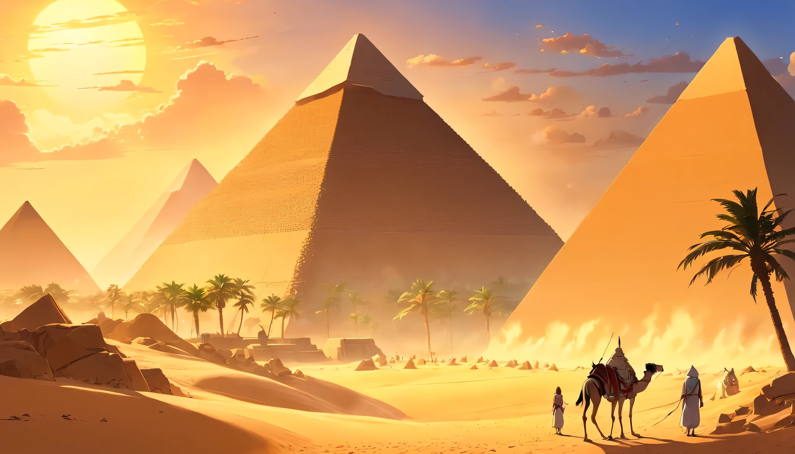 Egypt,Pyramids,Evening glow,sandstorm