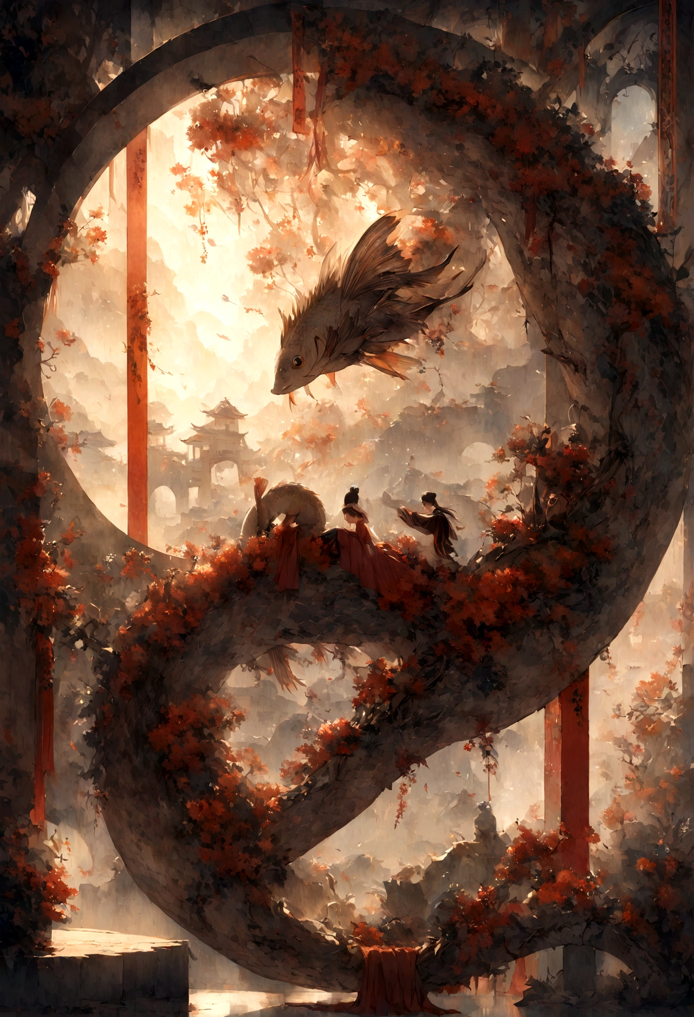 Fish leap over the dragon gate,Chinese style