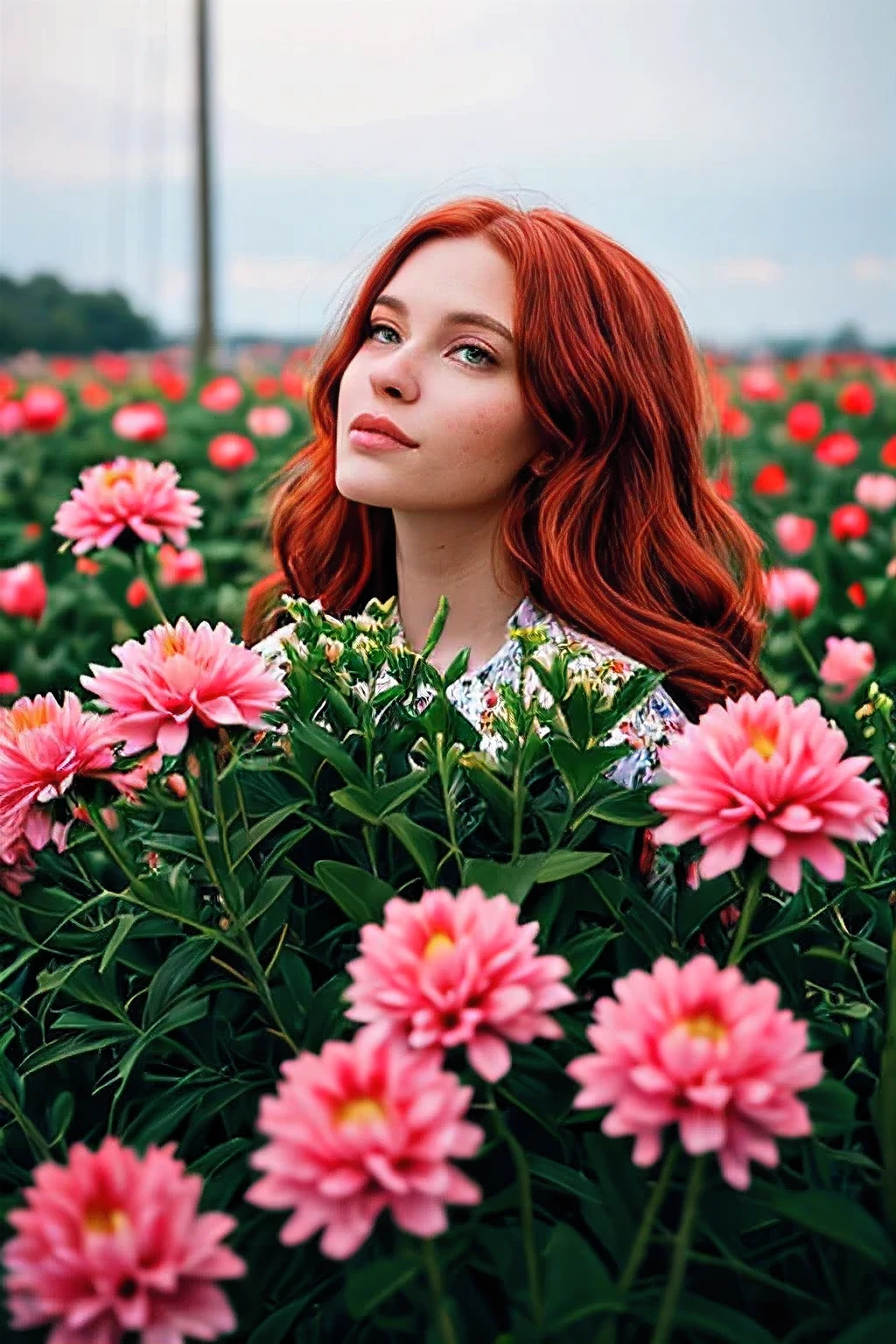 Stunning floral redhead, photo, 8K