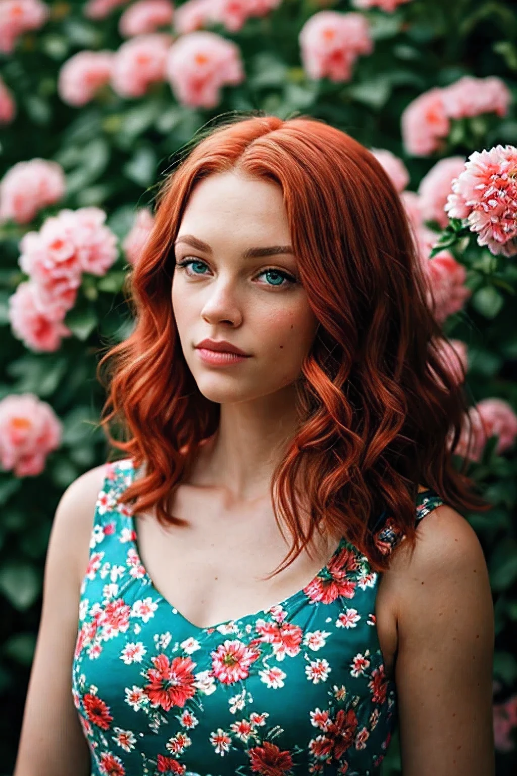 Stunning floral redhead, photo, 8K