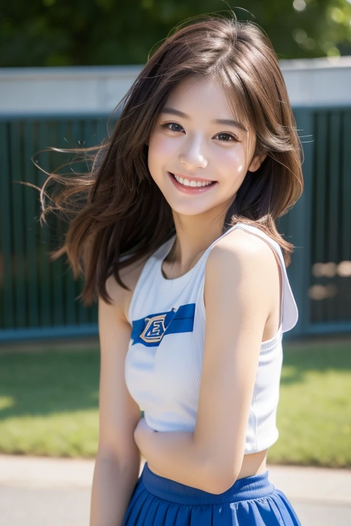 (8k、nfsw、highest quality、masterpiece:1.2)、(Realistic、Realistic:1.37)、(Jump)、Lacrosse、Sleeveless mini skirt、Very detailed、超A high resolution、1 girl、Cheerleader、Beautifully detailed face、Laughter、narrow、(Slim waist) :1.3)、beautifully detailed skin、Skin Texture、Floating Hair、Professional Lighting、Human whole body、Shortcuts、Bob Hair、E Cup、smile、24-years-old、Blue Ribbon、Baby Face、子供っぽいsmile、Sappin'''''、Moisturizing lips、Pale pink lips、Upper body naked、Lace green underwear、Micro size underwear、Umbilical cord prolapse、D cup breasts、Cleavage