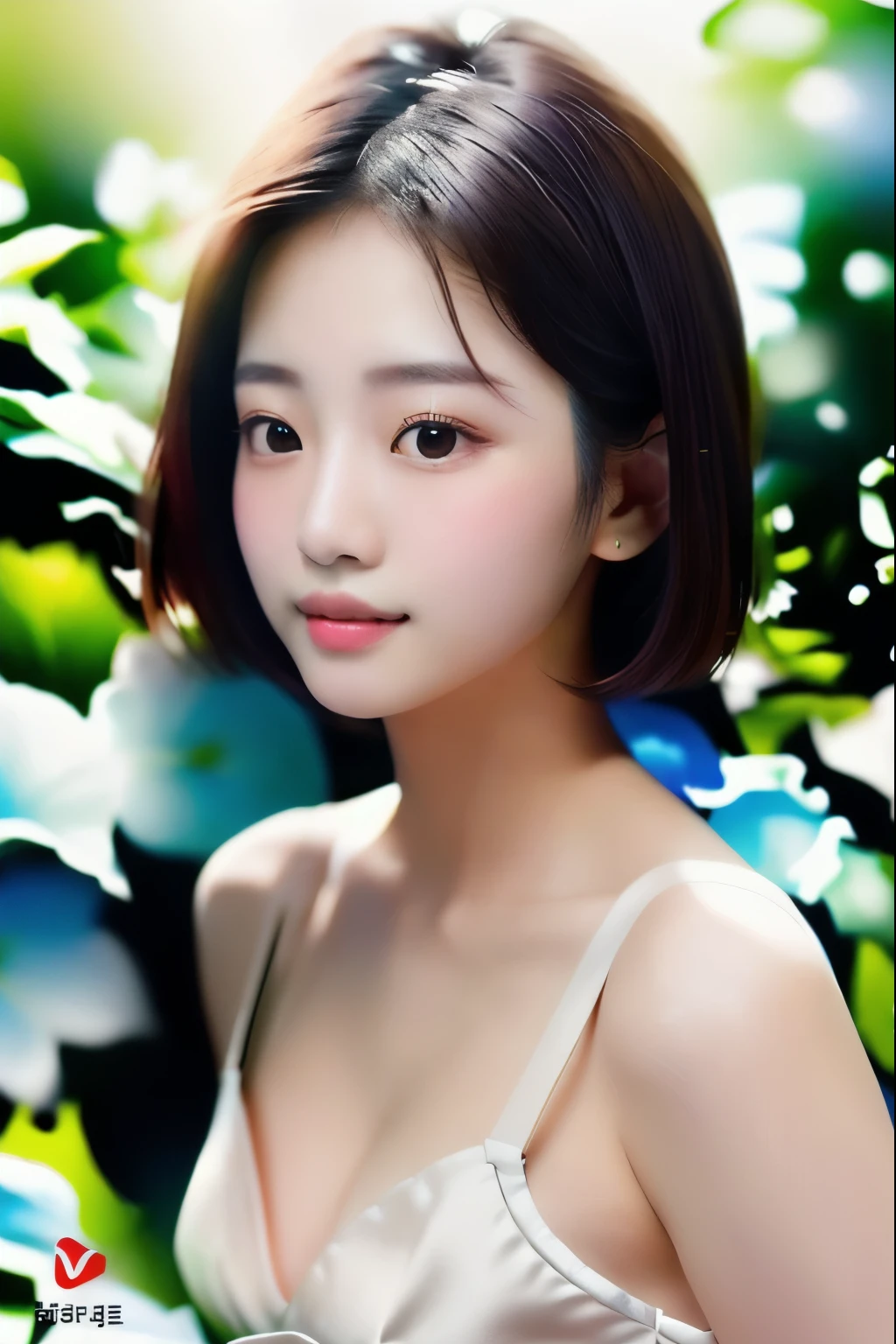 highest quality、Soft Light、Ultra-high resolution、(Realistic1.4)、Beautiful face in every detail、Close-up of a woman in a white dress taking a photo, Young and adorable Korean face, Young and pretty Asian face, Soft Portrait Shot 8k, Beautiful young Korean woman, Girl cute beautiful face, Gorgeous Young Korean Woman, Short hair, Korean symmetrical face, Beautiful Korean Women, Korean Girls, Korean woman portrait、Big, round, gentle eyes、Photorealistic、