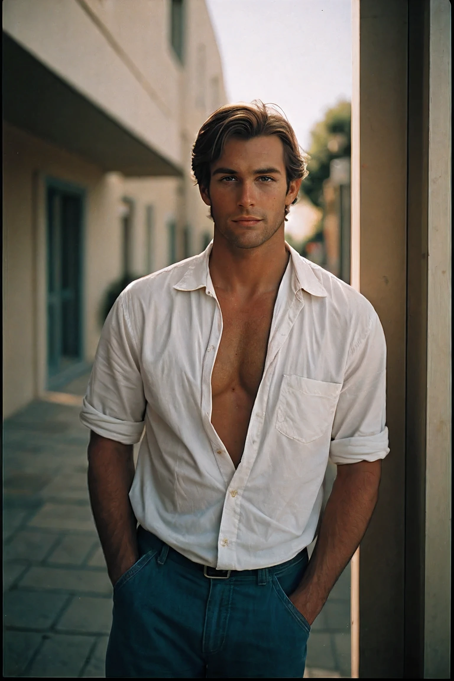 natural light, analog film photo, Kodachrome , handsome men 