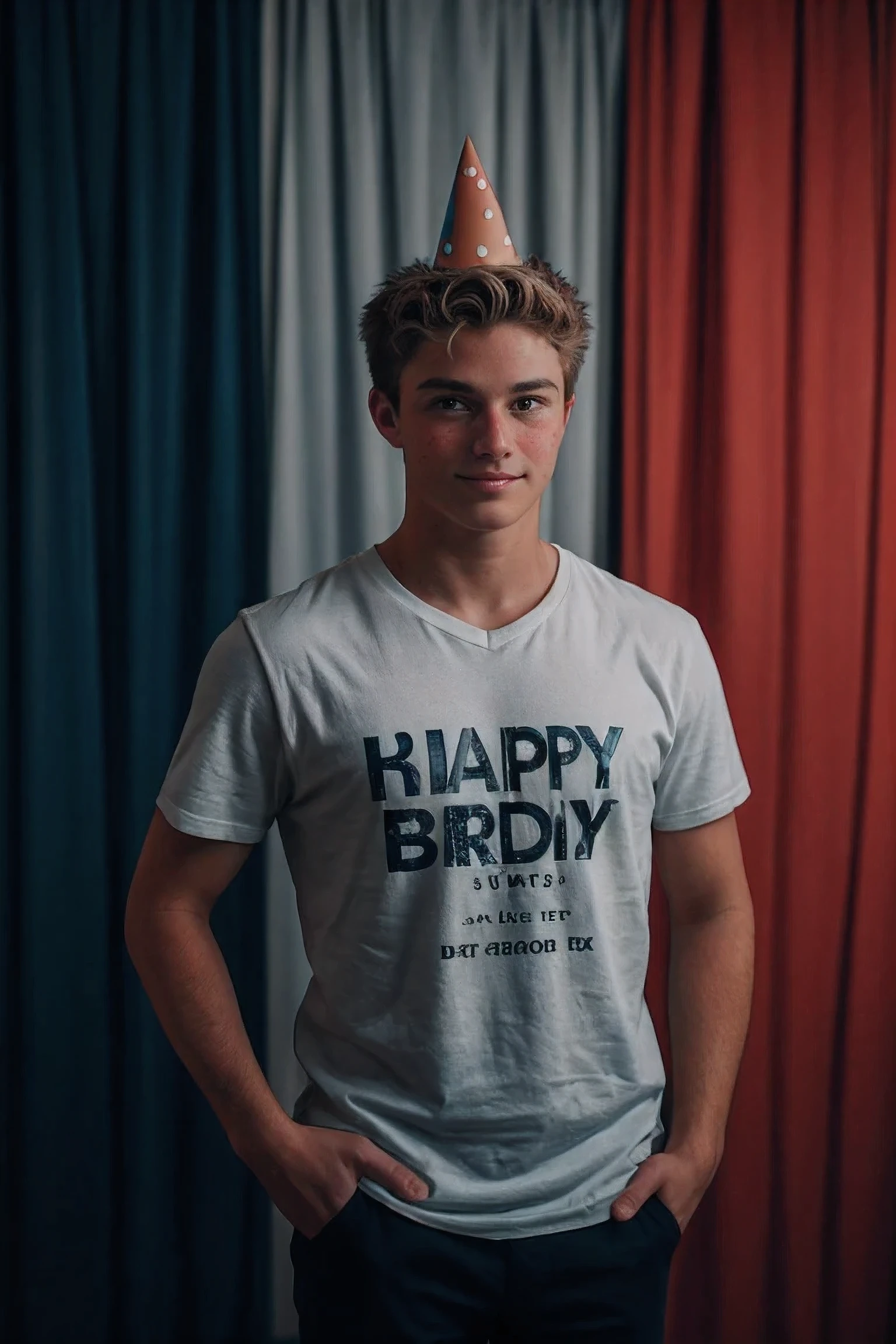 handsome teenage ,birthday party , eashot on leica, shadowplay, gorgeous lighting, subtle hues,