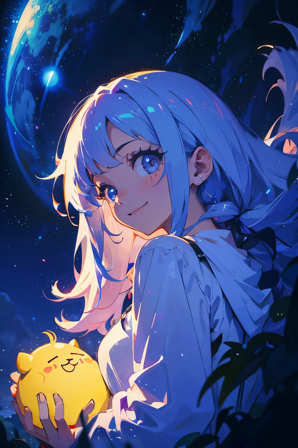 Please create a cute close-up illustration of a smiling female character from ONE PIECE、Sparkling、Colorful、Fearless smile、From below、Dark atmosphere、Beauty