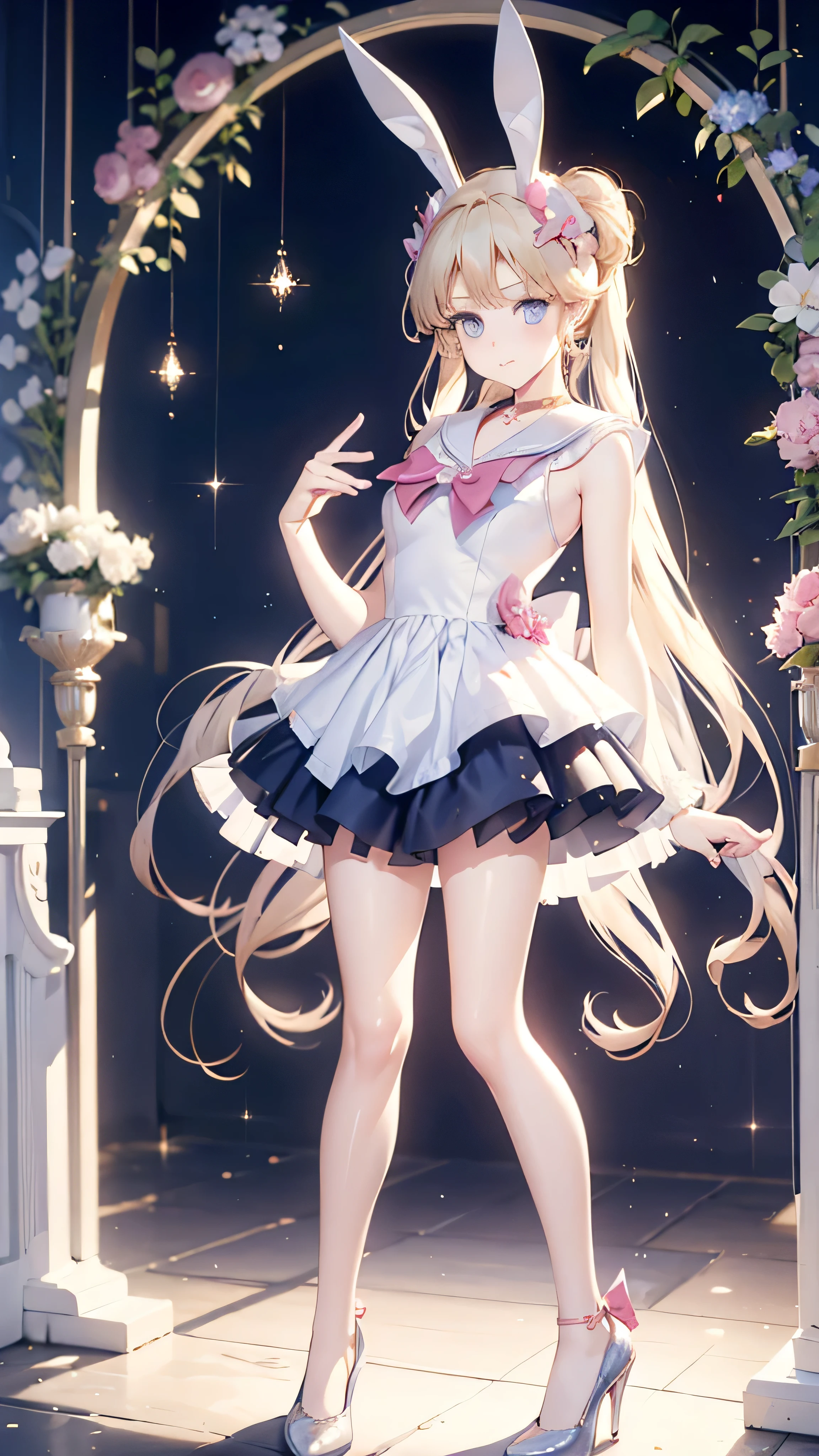 Tsukino Usagi, Blonde Hair, blue eyes, Bunny ears, bunny costume, Miss, beautiful girl, bow, High heel, Kaimonomimi, long hair, Bunny girl costume, shoes two bow, Two braids, my son