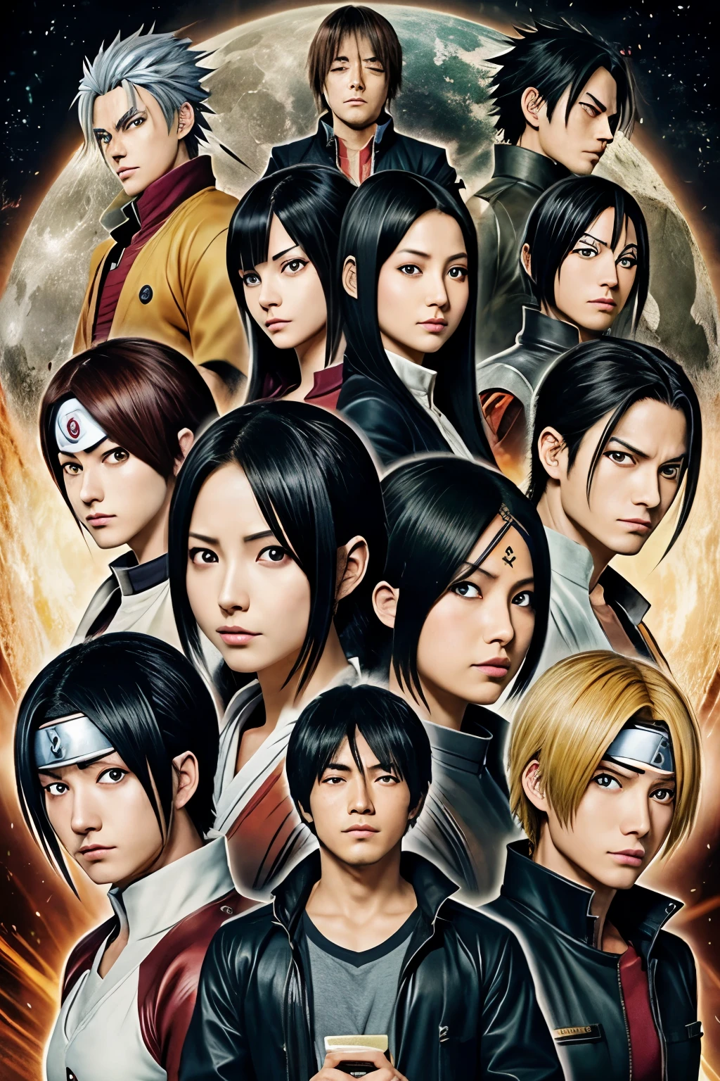 Light yagami,Lawliet,Nate river, ryuk from Death Note,MUI Goku, Vegeta Gohan from Dragon Ball,Eren Jaeger, Attack Titan, Mikasa, Levi, armin, Armor Titan, colossal Titan , Erwin smith from Attack On Titan, Tanjiro , zenitsu, inosuke, rengoku, akaza, muzan, nezuko, upper moon one, giyu from demon Slayer, Gojo Satoru, geto , toge, yuta, yugi, panda, nanami, Megumi ,toji ,aoi sukuna from jujutsu Kaisen, Naruto , sasuke, jiraiya, Itachi, Shikamaru, Kakashi, Minato, neji , hinata, gaara, rock lee, guy, pain, asuma, hashirama, tobirama,  nagato, madara, temari, shisui, sakumo, kurama, ino from Naruto  in same picture 