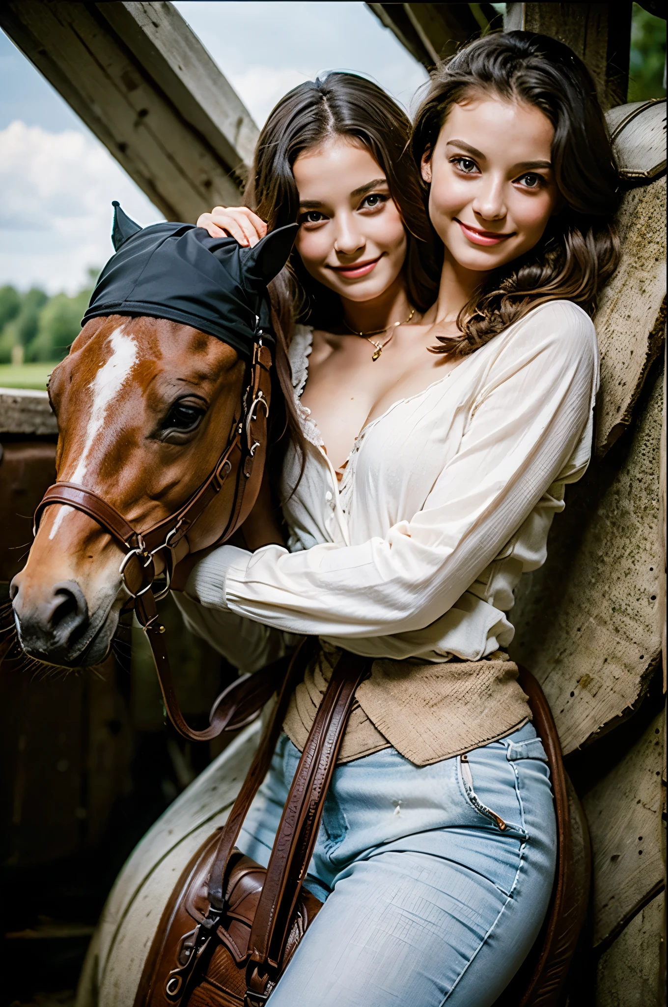 2heads, two headed girl, , pretty, equestrian, horseback riding, British, wealthy,