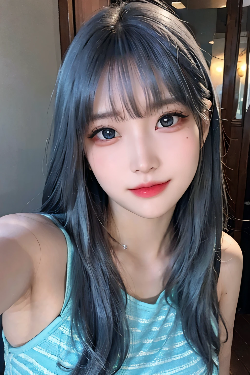 highest quality、8K masterpiece、超A high resolution、(Realistic:1.3)、RAW Photos、1 girl、Silver Hair、Glowing Skin、Strapless bra and lace shorts、((Ultra-Realistic Details))、Portraiture、Global Illumination、Shadow、Octane Rendering、8k、Ultra Sharp、、、Metal、Cool colors、、Very intricate detail、Realistic Light、CGSoation Trend Beautiful Eyes、Eyes shining at the camera、Neon Details、12-year-old girl、Sparkling turquoise eyes、、Became a slime、Flat body
