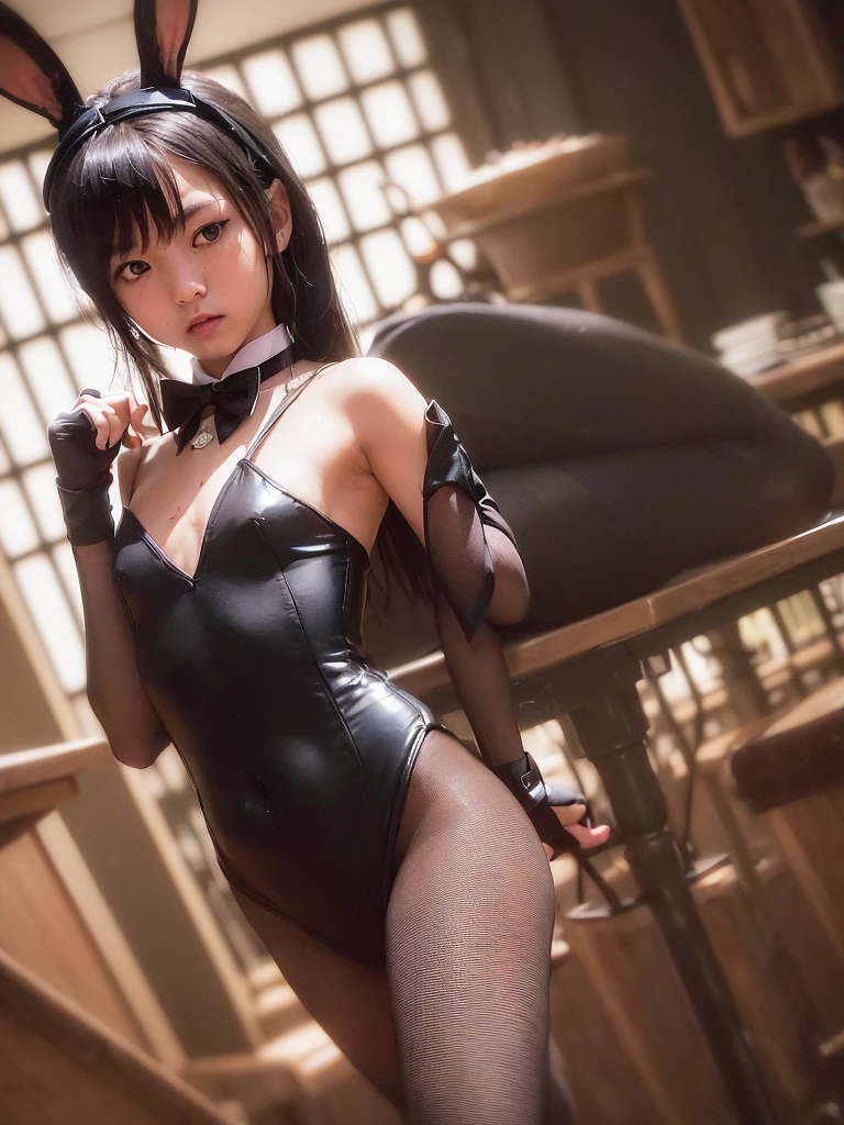 (best quality:1.2), masterpiece, Realistic, Ultra-high resolution, ((a beautiful Japanese idol woman:1.2)), (Gaunt:1.3), (((Very flat chest:1.4))), ((Baby Face)), (show me your armpit:1.2), (sweaty armpit:1.3), ((Armpits are wet and shiny with sweat)), She has skin that sweats easily Soaking wet, Sweaty, I can see my pores, ((realistic, rabbit ears, black rabbit ears, fake rabbit ears, pantyhose, black pantyhose,bowtie, wrist cuffs, black leotard:1.3)) casino,roulette table, poker chips, slot machine, chandelier