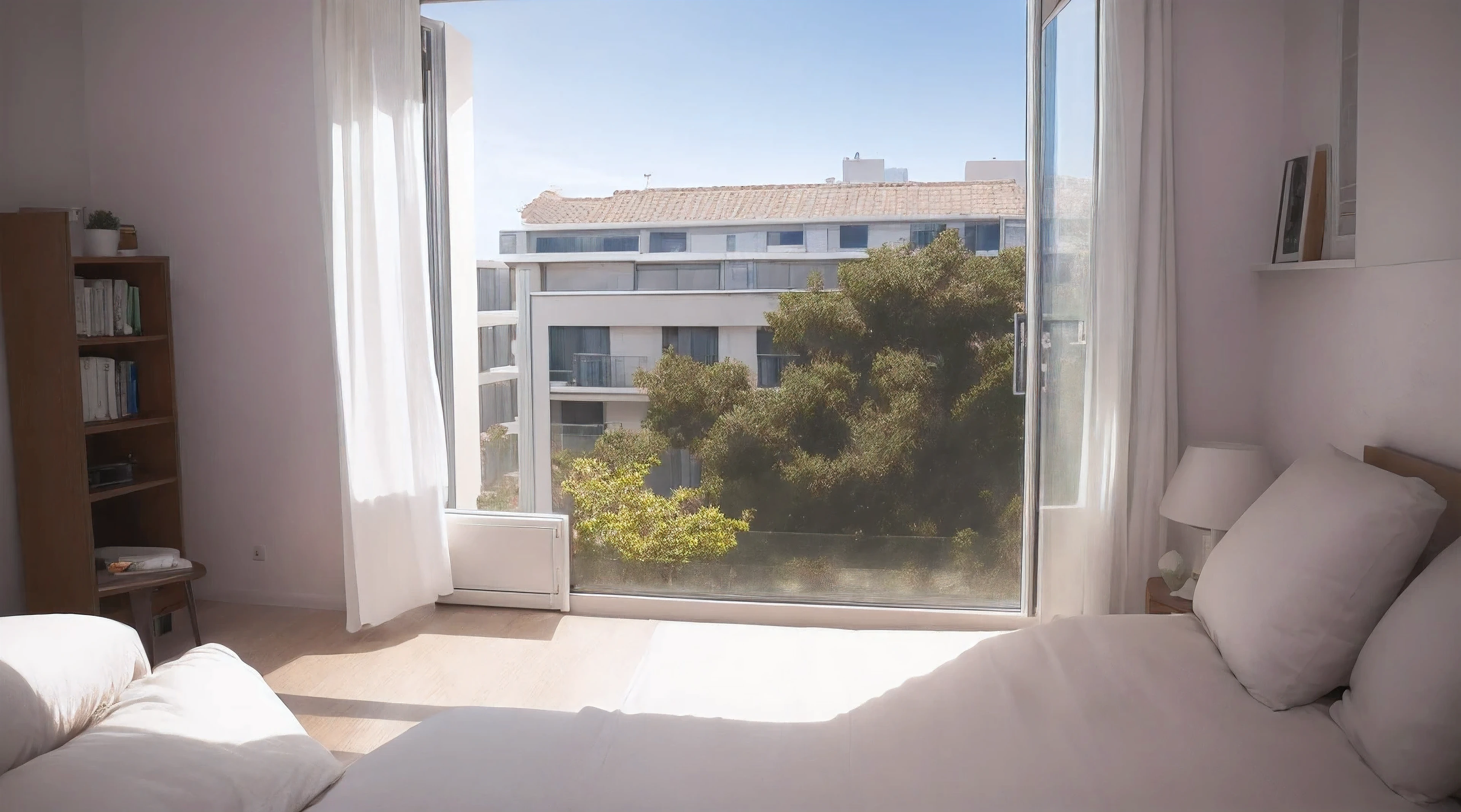 highest quality, Super detailed, economy,Light of the sun,common,Front angle,Lots of white space,Apartment,Studio, Realistic,
