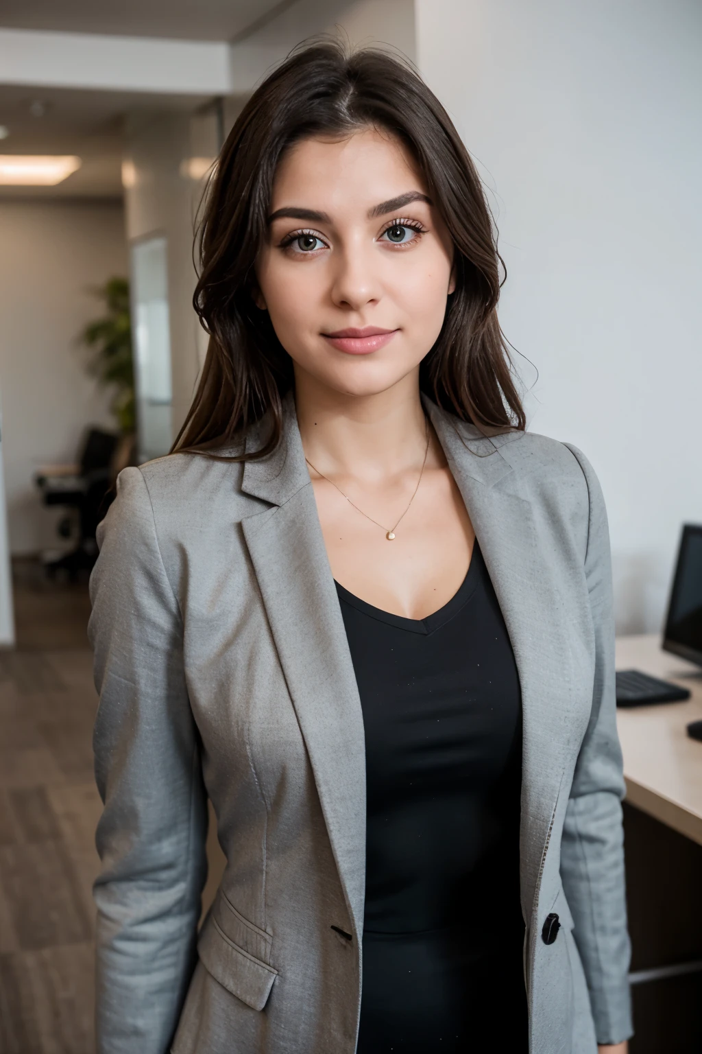 arafed woman in a gray jacket and black top posing for a picture, professional profile picture, professional picture, girl in suit, girl in a suit, woman in business suit, viktoria gavrilenko, professional profile photo, amazing professional picture, headshot profile picture, young business woman, valentina remenar, photo of young woman, professional headshot, julia fuentes show you standing in the office the focus on your shoes and on your feet. arafed woman in a gray jacket and black top posing for a picture, professional profile picture, professional picture, girl in suit, girl in a suit, woman in business suit, viktoria gavrilenko, professional profile photo, amazing professional picture, headshot profile picture, young business woman, valentina remenar, photo of young woman, professional headshot, julia fuentes mit Betonung auf ihre