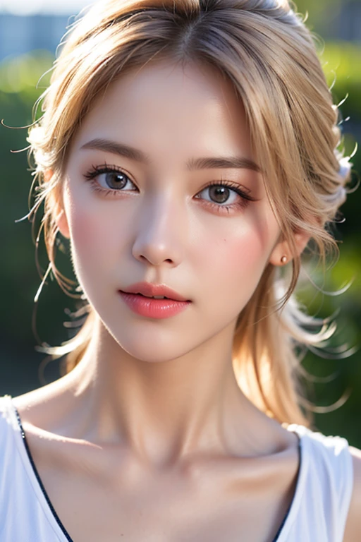 ((8k, highest quality, masterpiece、Realistic、Ultra-high resolution))、(Blonde),((((A face waiting for a kiss)),((Approaching kissing face))),((Urgent kissing face)))、Focus on the face、White、Eye color random