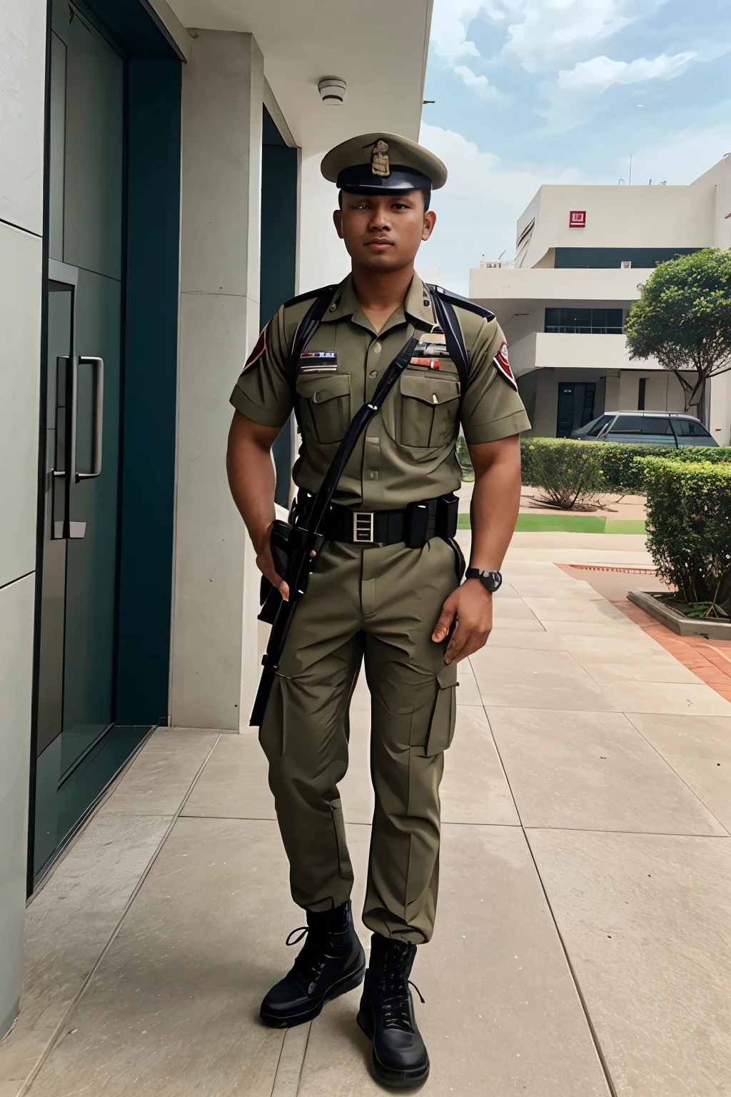 haziq ambassy building guard by soldier