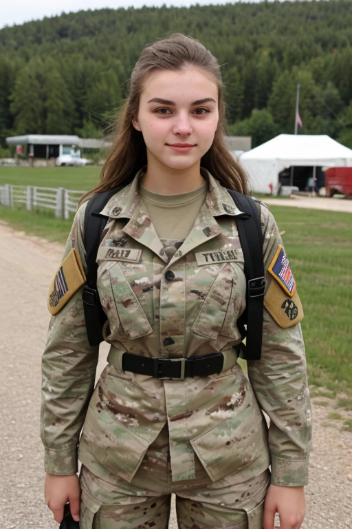 super cute 18 yo Croatian woman in an American Army uniform