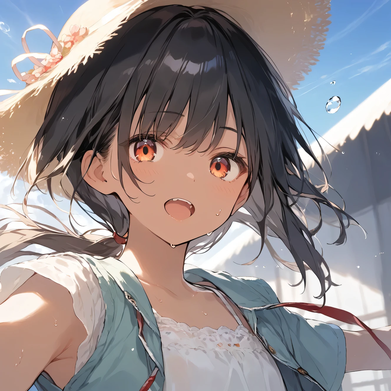 score_9, score_8_up, score_7_up, source_anime, best quality, masterpiece,official art, absurdres, highres, waifu2x,Collection: Slice of Life,break,1girl, tomboy, dark-skinned female, short hair, low ponytail, flat chest,  beautiful detailed eyes, short shorts, sweat, open mouth, (yawn:0.3),  sleepily, outdoors, wind, break,(clear line illustration:1.2),very high resolution, very aesthetic, super detailed skin, Best sexual lighting powered by famous artist, 8k,cute picture,beauty illustration,photoshop_(medium),,(Detailed Lighting)
