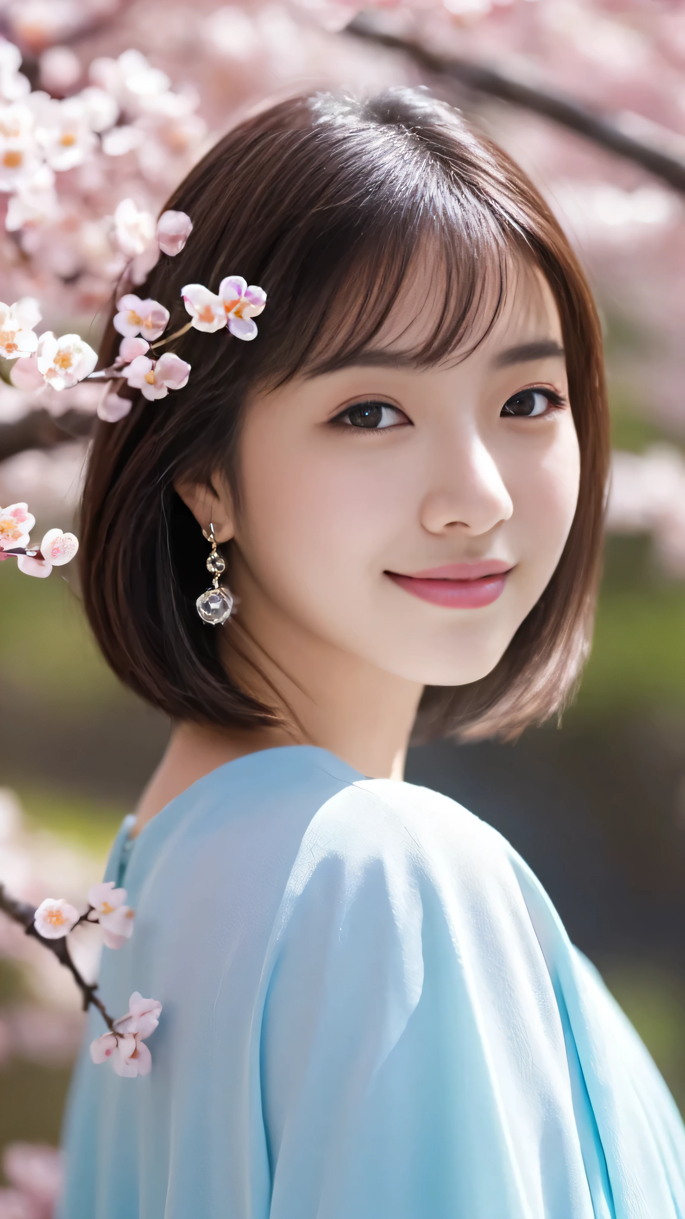 1 girl, (Pastel spring outfit:1.2), Beautiful Japanese actresses,
It looks great in the photo, Yukihime, Long eyelashes, Snowflake Earrings,
(RAW Photos, highest quality), (Realistic, Photorealistic:1.4), (Tabletop),
Beautiful and detailed, Thick and beautiful lips, Highly detailed eyes and face,
break
(A girl admiring plum blossoms:1.3),
(Plum blossom), (blue sky),
Dramatic lighting, Great atmosphere,
break
Perfect Anatomy, Slender body, small, short hair, Parted bangs, Angel Smile,
Crystal Skin, Clear Eyes, Flash photography, Capture the light