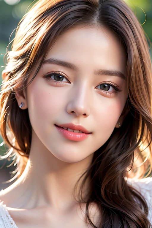 ((8k, highest quality, masterpiece、Realistic、Ultra-high resolution))、(Blonde),((((A face waiting for a kiss)),((Approaching kissing face))),((Urgent kissing face)))、Focus on the face、White、Eye color random、Brand Hair、A smile all around