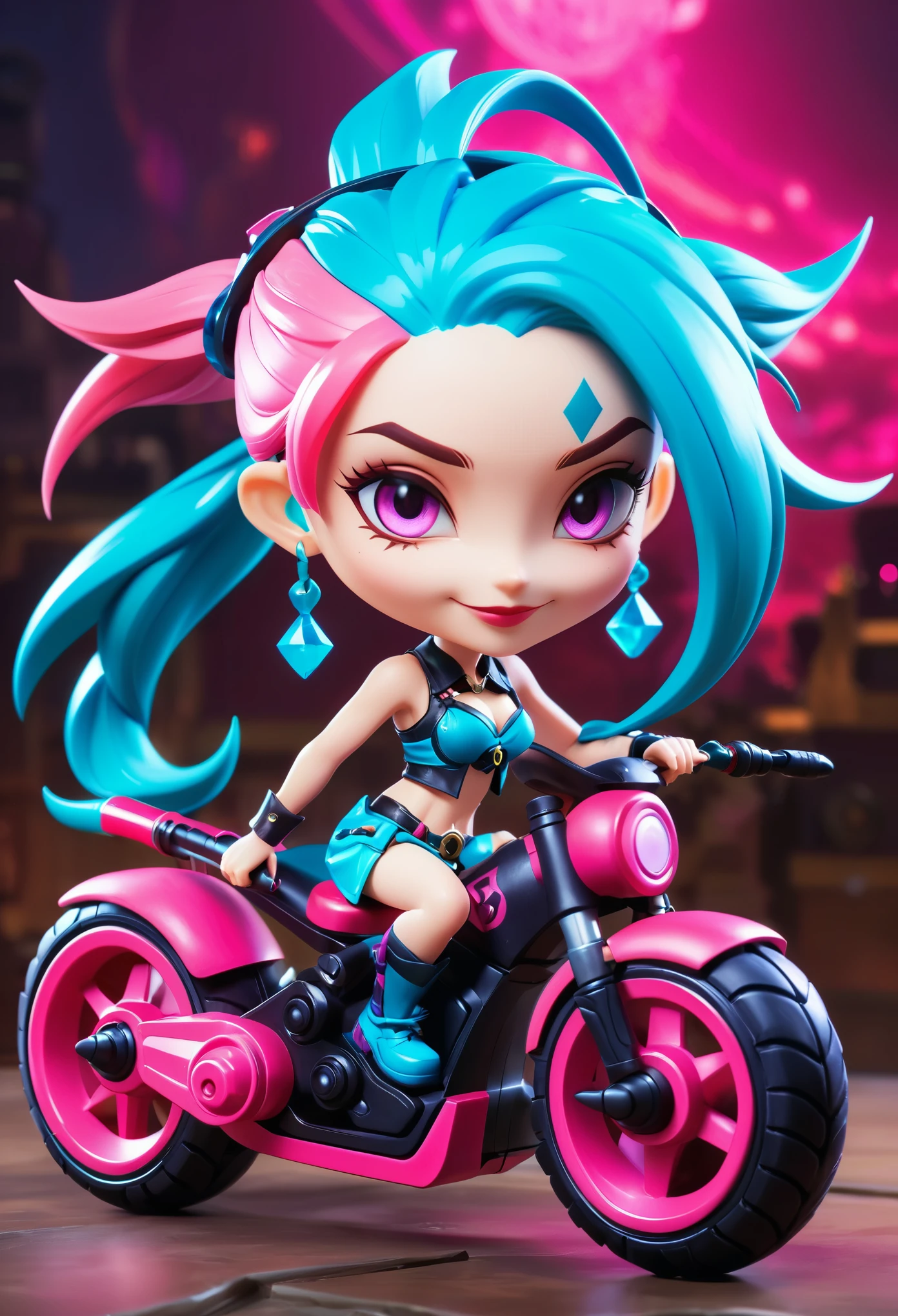 [Jinx League of Legends], Jinx haha, masterpiece, (best quality: 1.2), (high resolution), (Top quality), (8K, 4k, Wheels within wheels), (whole body), Short pink