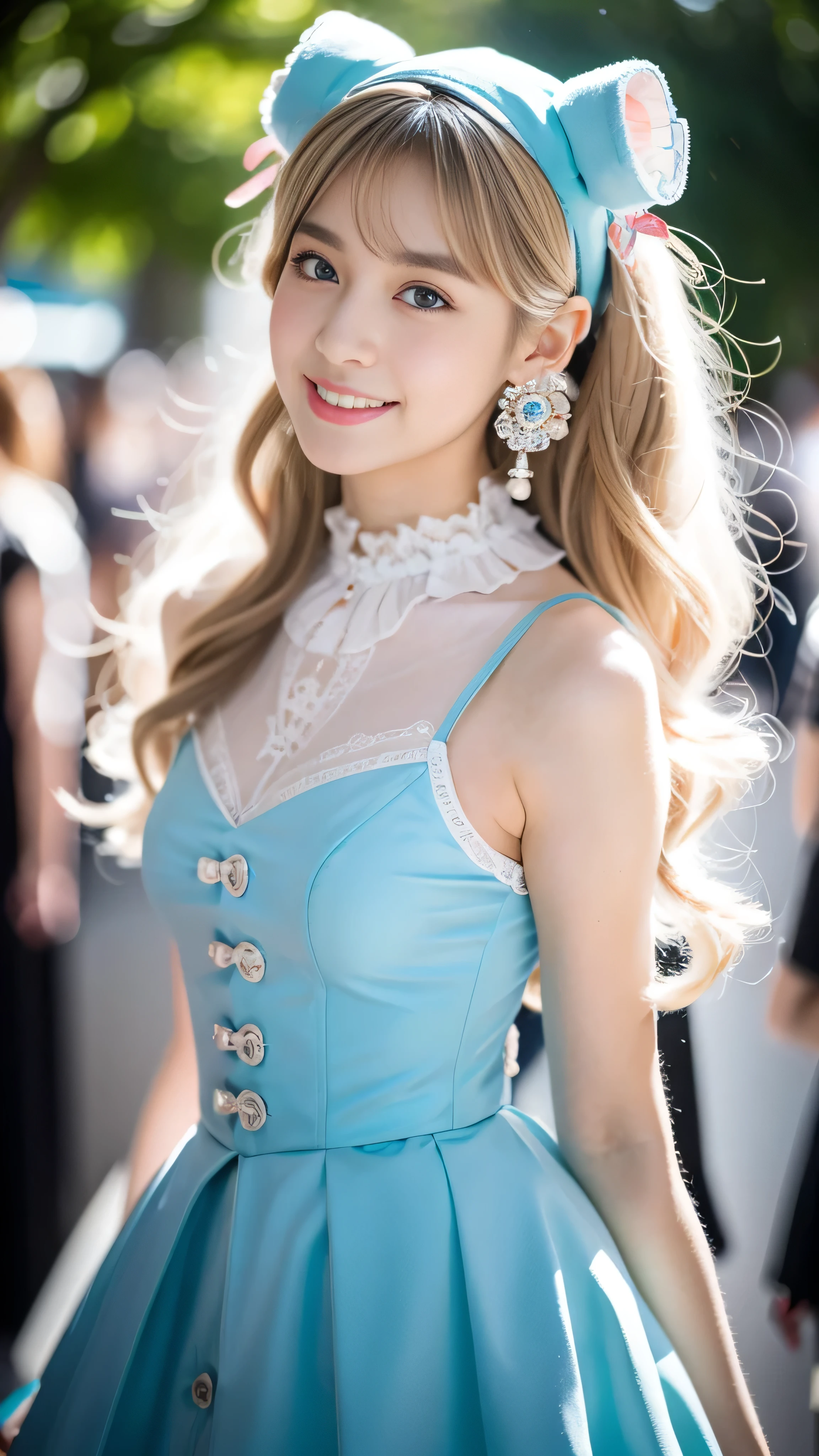（32k,Very high resolution, Attention to detail, Very accurate, Tabletop、Girl 1：1.5）,RAW Photos & Realistic atmosphere,Beautiful dark blue eyes,Mouth details,Glossy lips,Fine eyebrows,With soft white skin that shines in every detail、Detailed eyes、Very beautiful eyes with blue pupils,Detailed lips、Very beautiful face,Very well-formed face、A vivid face,Beautiful, shining lips,Beautiful Eyebrows,Infinite Reality,Best Design,（Insanely cute Japanese 15-year-old beautiful girl in Lolita fashion,Beautiful thighs,Ideal legs,Beautifully shaped breasts,Very cute beautiful girl,Girl：1.4）,The best natural makeup,Japanese Ido,Korean Idol,Young sensual idol,Watery eyes,Shining beautiful eyes,Beautiful ass,Beautiful feet,,Camel foot,：1.2),超A high resolution、Attention to detail: Masterpiece face,Natural and realistic faces,Backlight,Her pure eyes are so cute,Reality Live Action,（Earrings that go well with Lolita fashion,,necklace,hair ornaments,Headdress,Lolita hat：1.5）,shiny nail art,Blonde medium permed hair：1.4）,（Beautifully embroidered Lolita fashion。High definition and detailed design。,Beautiful lolita in high quality,mini skirt,Showing off full-body fashion：1.6）,look back,On the streets of Harajuku,A kind smile