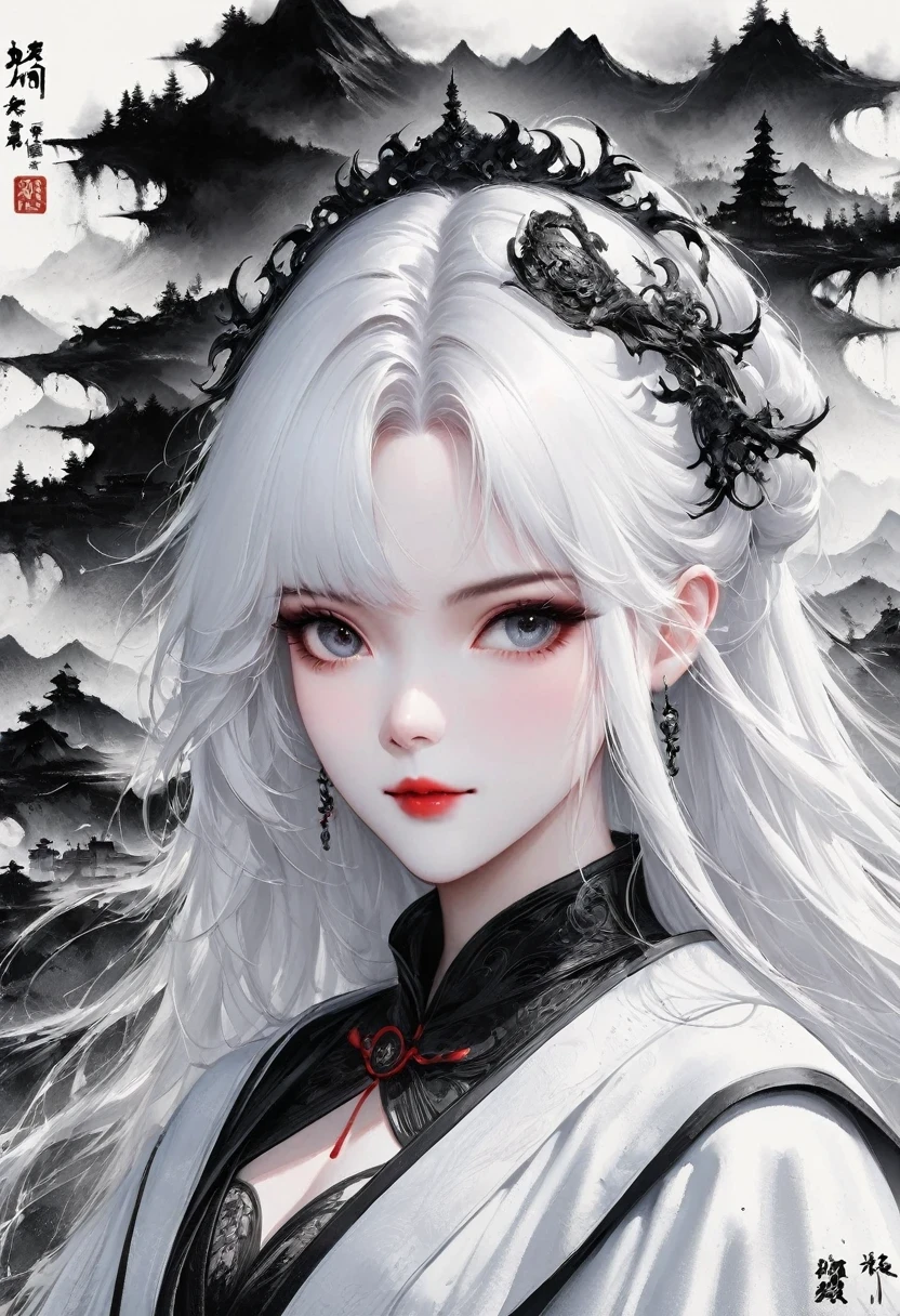 (Lots of white space:1.5),(Lots of white space around:1.6), White background, simple, Minimalism, abstract,Freehand,Aesthetic,black and white,Ink Painting,antiquity,a mountain,A person far away,An abstract art illustration, author:Li Song, Arte no estilo de guweiz, arte shin jinyoung, Obra-prima de guweiz, Ross chart 1. 0, Beautiful digital illustrations, Inspired by non-WLOP, simpledigital art, jingna zhang, guweiz, Stunning digital illustrations