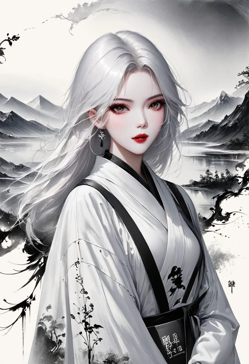 (Lots of white space:1.5),(Lots of white space around:1.6), White background, simple, Minimalism, abstract,Freehand,Aesthetic,black and white,Ink Painting,antiquity,a mountain,A person far away,An abstract art illustration, author:Li Song, Arte no estilo de guweiz, arte shin jinyoung, Obra-prima de guweiz, Ross chart 1. 0, Beautiful digital illustrations, Inspired by non-WLOP, simpledigital art, jingna zhang, guweiz, Stunning digital illustrations