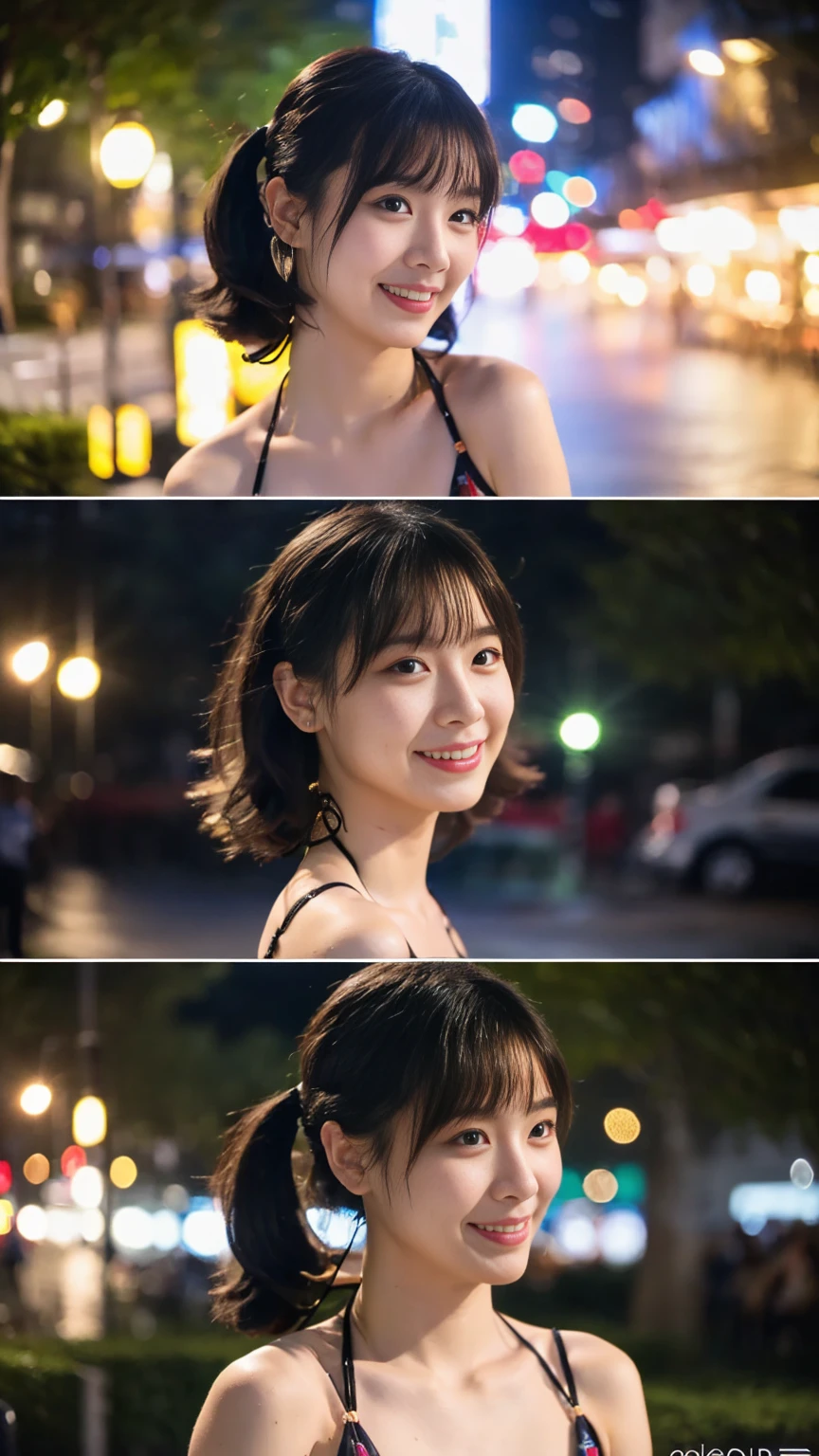 One Girl, (strapless micro bikini:1.4),
(RAW Photos, highest quality), (Realistic, Realistic:1.4), Tabletop,
Very delicate and beautiful, Very detailed, 2k,wonderful, In detail,
Very detailedな CG ,8k wallpaper, Very detailedな, High resolution, Soft Light,
Beautiful detailed girl, Very detailedな目と顔, Beautiful and sophisticated nose, Beautiful details, Cinema Lighting,
Winter Night View, Illumination of the street trees at Roppongi Hills,
Perfect Anatomy,,ponytail:1.6、bangs, View your audience, smile,Cute belly button:1.5