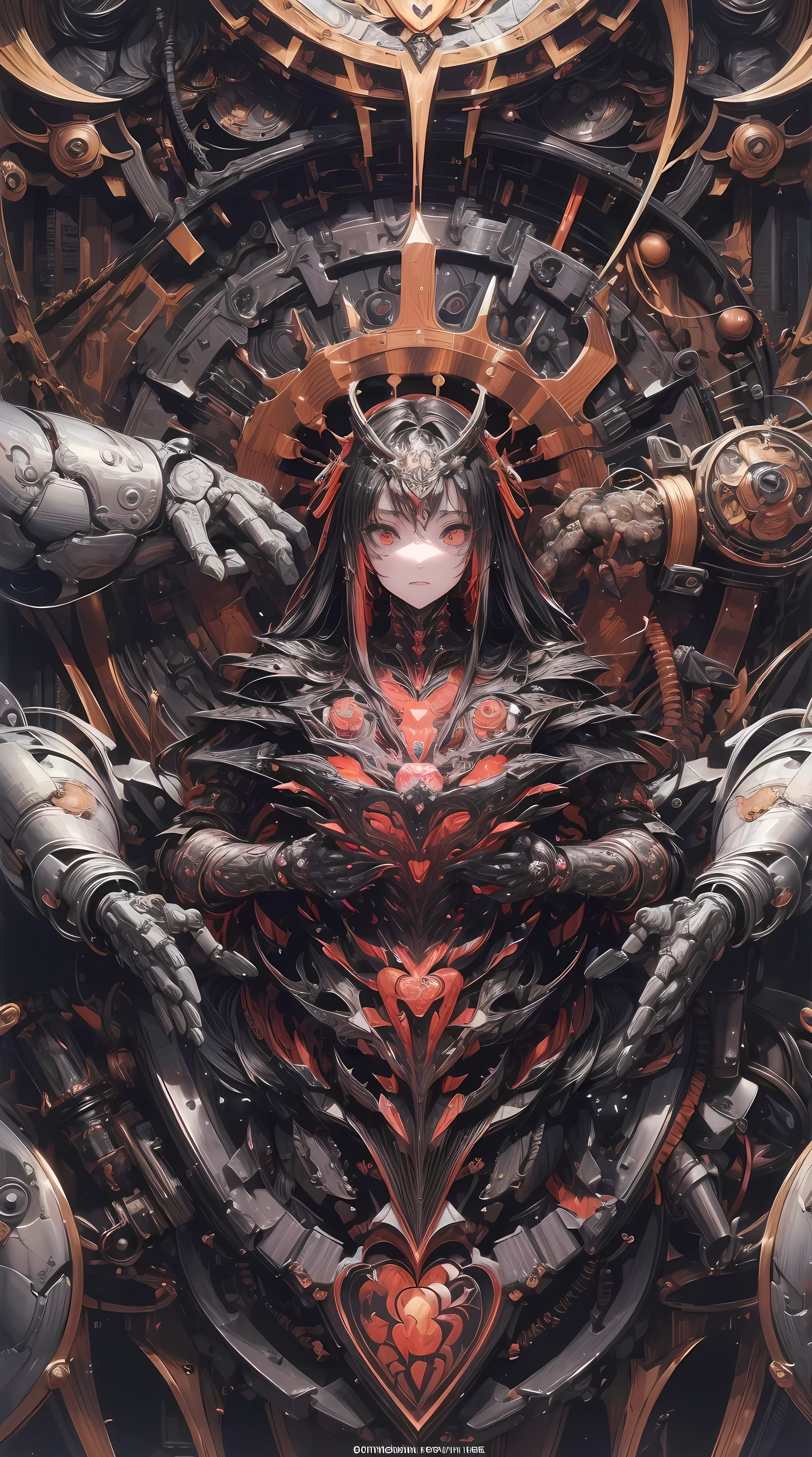 (masterpiece, best quality: 1.2), Super detailed, Highest detail, (Body Horror: 1.4), (biomachine: 1.3), (bloody: 1.2), biology, (rich and colorful: 1.2), satanism, (machine: 1.3), Hans Giger, Many hands, (Zentangle: 1.2), Black color scheme