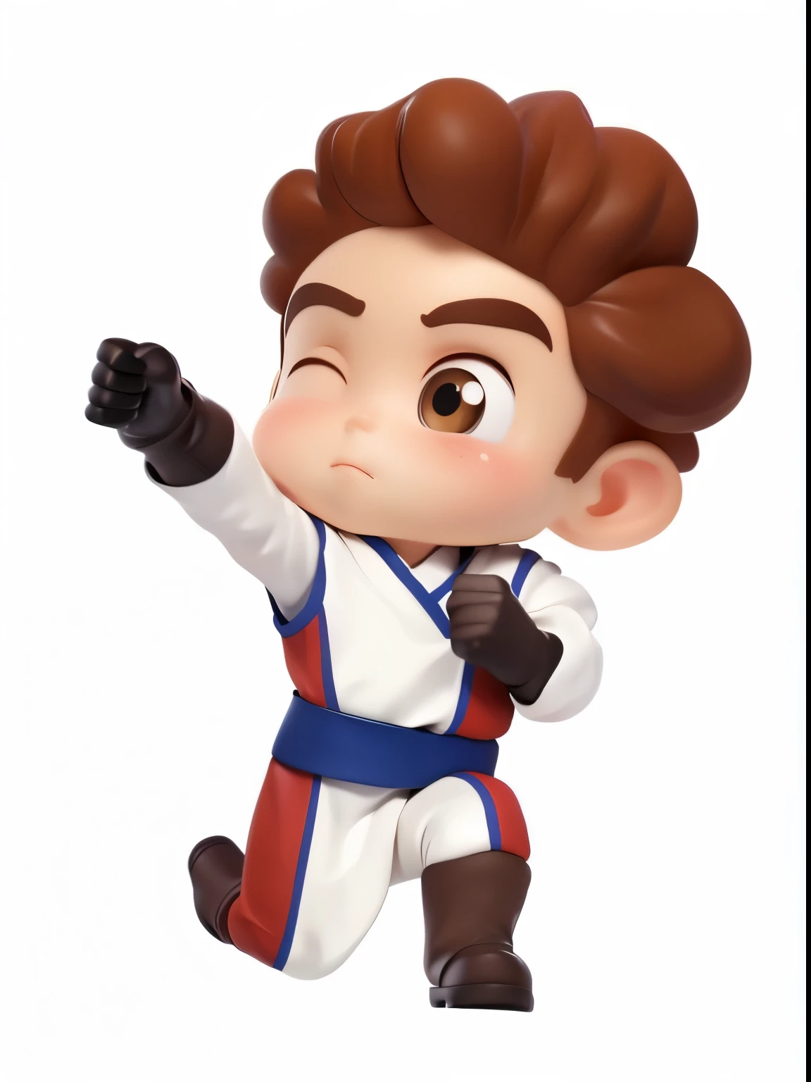 3d characters,1 boy, Bangs, Black Hair, Brown eyes, (whole body:1.5),Simple background, masterpiece,best quality,frown,Bright Eyes,