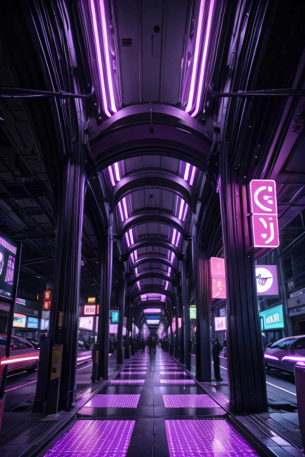 neon purple futuristic ruin neo city