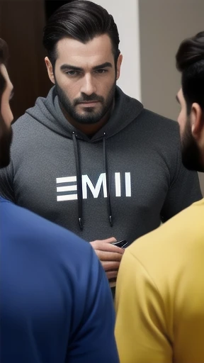 a group of Iaudi man gathered in sweatshirts, focusing on their faces.