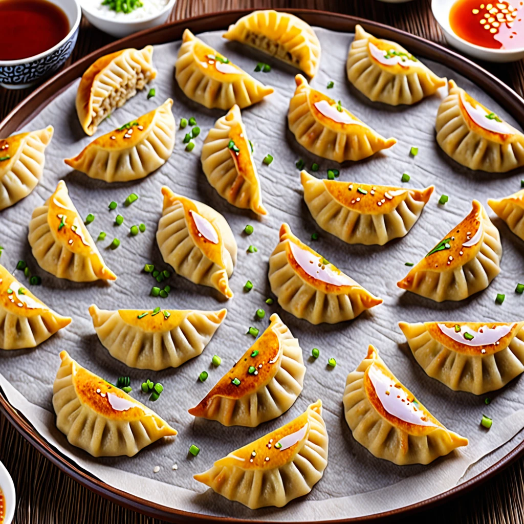 ((Baked dumplings)),((Crescent-shaped dumplings:1.5))These dumplings are made from wheat flour dough rolled out thinly and shaped into semicircular shapes.、
