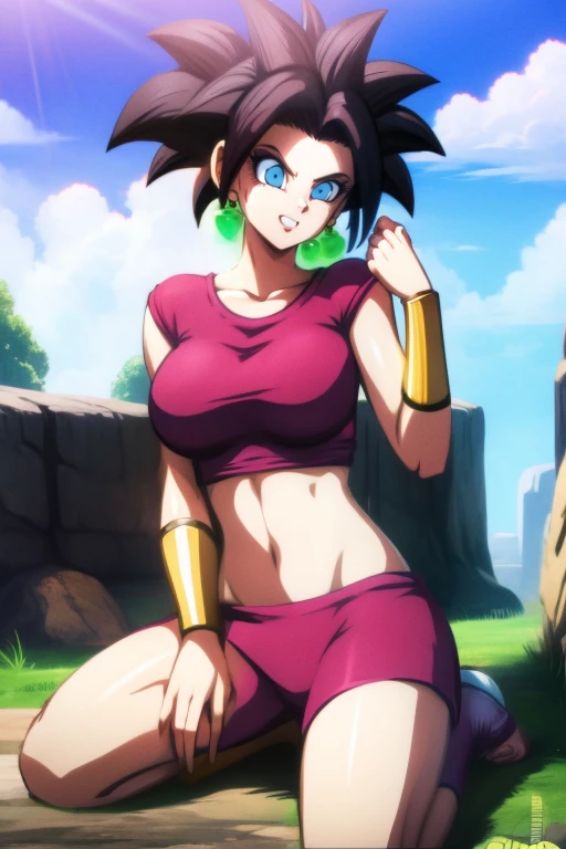 KEFLA style, 8k, hdr, ureal engine, ultra quality, big breasts  Beautiful woman, green color eyes,  sitting cross-legged, RED t-shirt, RED PANTS , long breasts,detailed realistic KEFLA costume style, BLACK hair, body,nicoledemara, , cabelo longo,  sorriso pretensioso, sorriso,  coxas, botas, decote, , , knee-length sole, single sock, single thigh height, meias, thigh strap, coxas,  outdoors, cidade, sky, nuvens, sol, buildings, (Obra de arte:1.2), melhor qualidade, high resolution, (lindos olhos detalhados:1.6), rosto extremamente detalhado, perfect lighting,, (perfect hands, Anatomia perfeita),