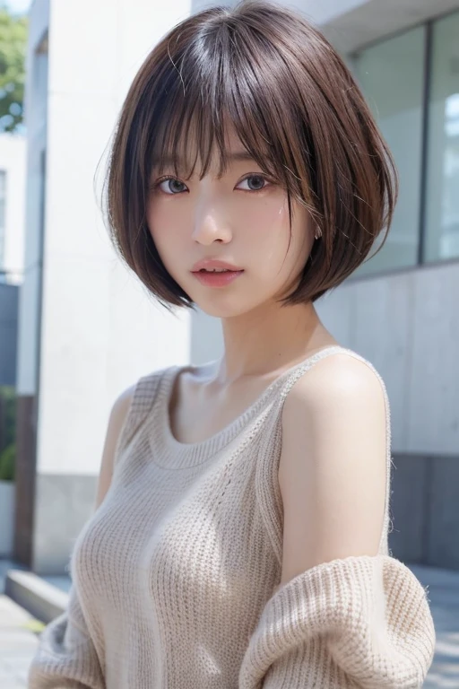 zydG, 1girl, detailed skin, looking at viewer, brown eyes, (short hair with bangs:1.2), (medium breasts:1.0), (medium areolae:0.8), 
(photorealistic:1.4), (best quality:1.0), (ultra highres:1.0), 8k, RAW photo, (masterpiece:0.2), (pureerosface_v1:0.5)