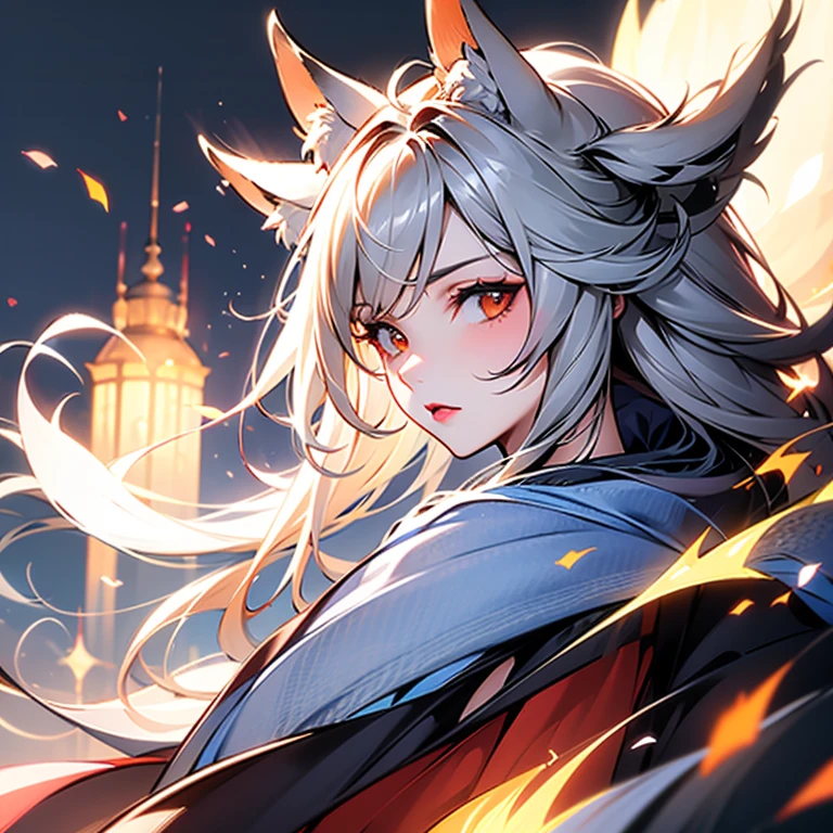 One Girl, Fox Girl, Fox&#39;s Tail, Nine-Tailed Fox,Fox Ears, Black colored hair, Fox Makeup,One Girl, Kimono with open chest, Body size is 100-70-90!, Nice body, Avatar, face, Open chest, lewd face, Dominant representation, naughty face, Big Breasts, Emphasize cleavage,Show bare skin, Skin is visible, With legs apart, Show off your thighs, M-shaped legs, A beautifully patterned kimono,Red and black flowing water pattern kimono, I can see her cleavage, Muscular, Uplifting, Abdominal muscles, Exposed skin, Long Hair, Skin Texture, Soft breasts, Large Breasts, Standing in a grassy field, outside, Blue sky,Composition facing directly ahead, Grab your breasts with both hands, Fingers digging into breasts, Developmental atmosphere, god秘的な絵, god々Cool atmosphere, Holding a Japanese sword