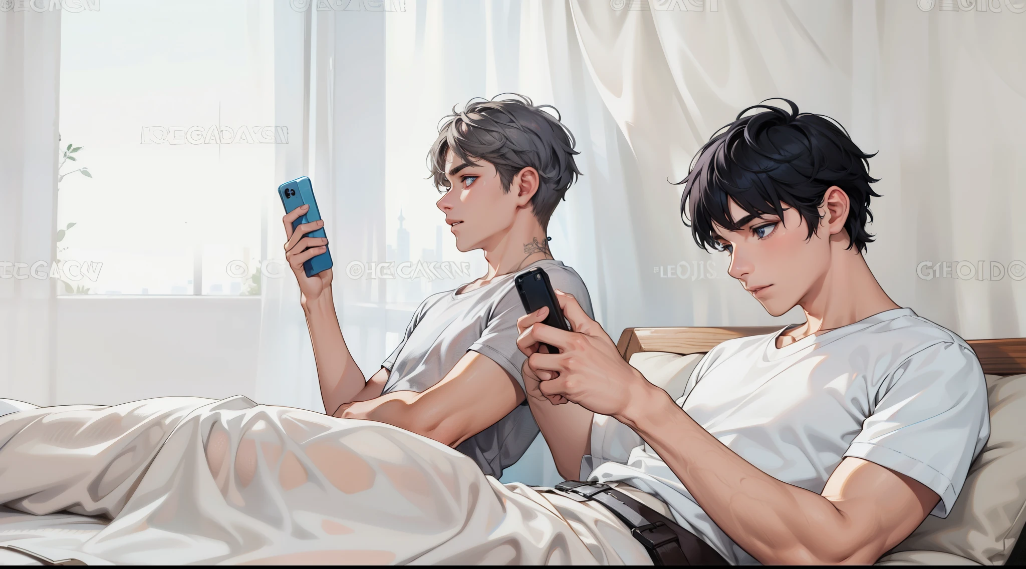 hay dos chicos de cabello gris y ojos grises 