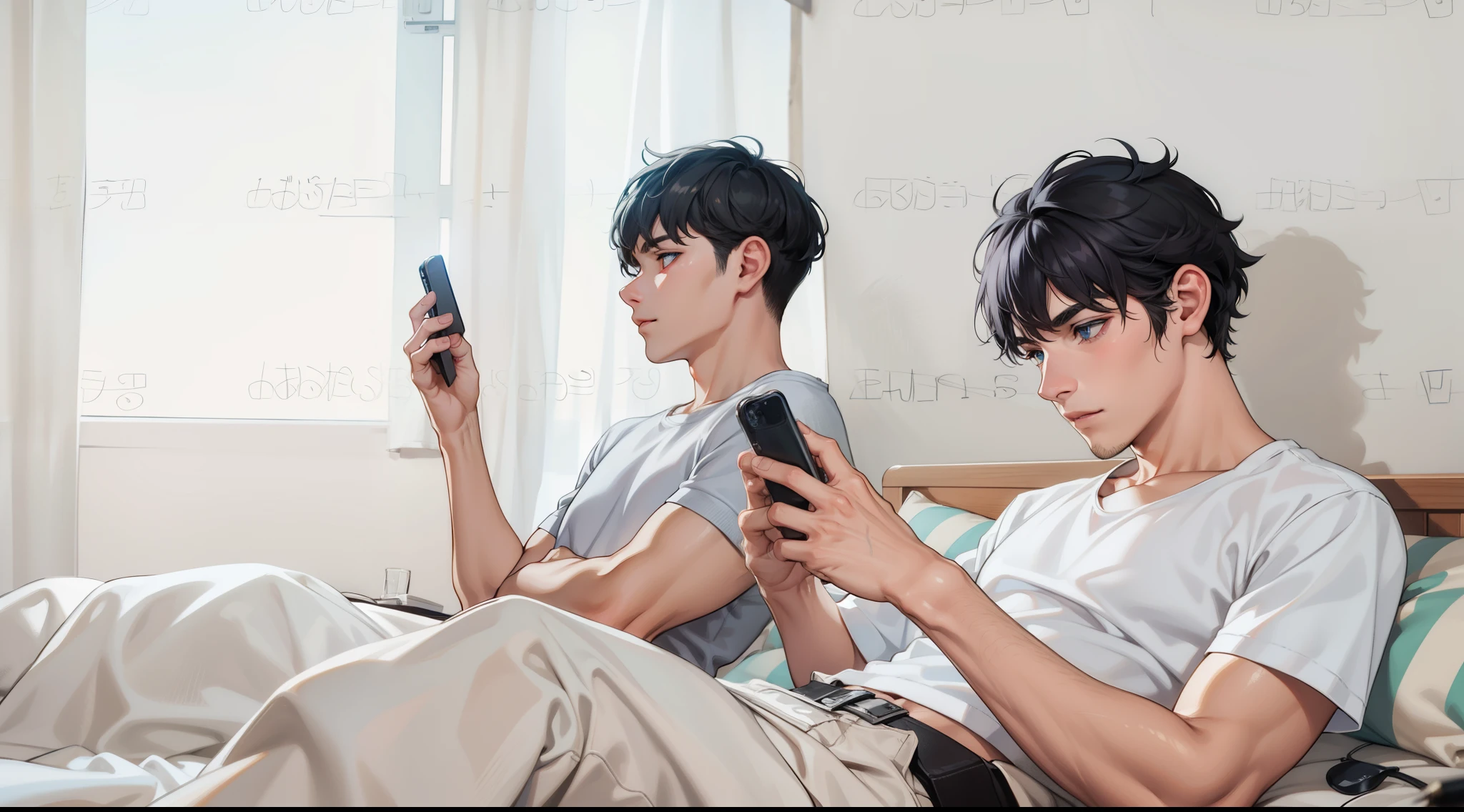 hay dos chicos de cabello gris y ojos grises