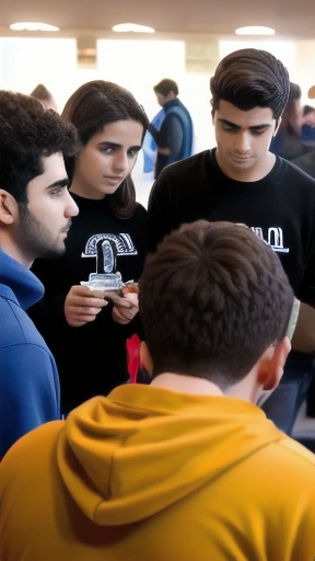 a group of Young judaean mens gathered in sweatshirts, focusing on their faces.
