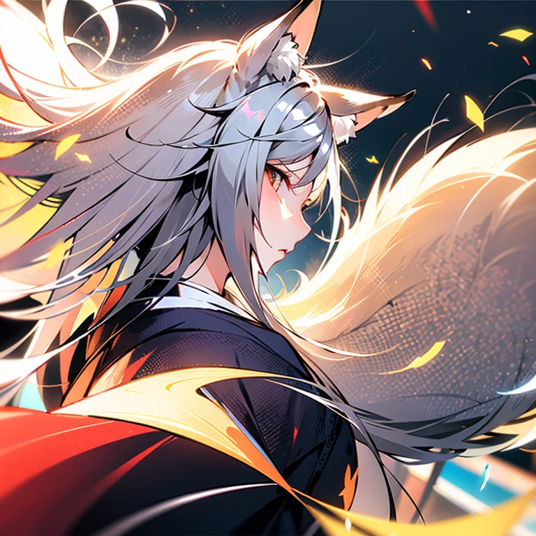 One Girl, Fox Girl, Fox&#39;s Tail, Nine-Tailed Fox,Fox Ears, Black colored hair, Fox Makeup,One Girl, Kimono with open chest, Body size is 100-70-90!, Nice body, Avatar, face, Open chest, lewd face, Dominant representation, naughty face, Big Breasts, Emphasize cleavage,Show bare skin, Skin is visible, With legs apart, Show off your thighs, M-shaped legs, A beautifully patterned kimono,Red and black flowing water pattern kimono, I can see her cleavage, Muscular, Uplifting, Abdominal muscles, Exposed skin, Long Hair, Skin Texture, Soft breasts, Large Breasts, Standing in a grassy field, outside, Blue sky,Composition facing directly ahead, Grab your breasts with both hands, Fingers digging into breasts, Developmental atmosphere, god秘的な絵, god々Cool atmosphere, Holding a Japanese sword