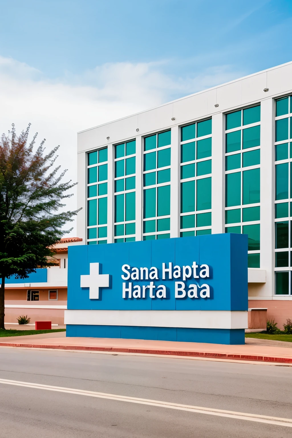 logo of a hospital with the name of Santa Bárbara hospital 