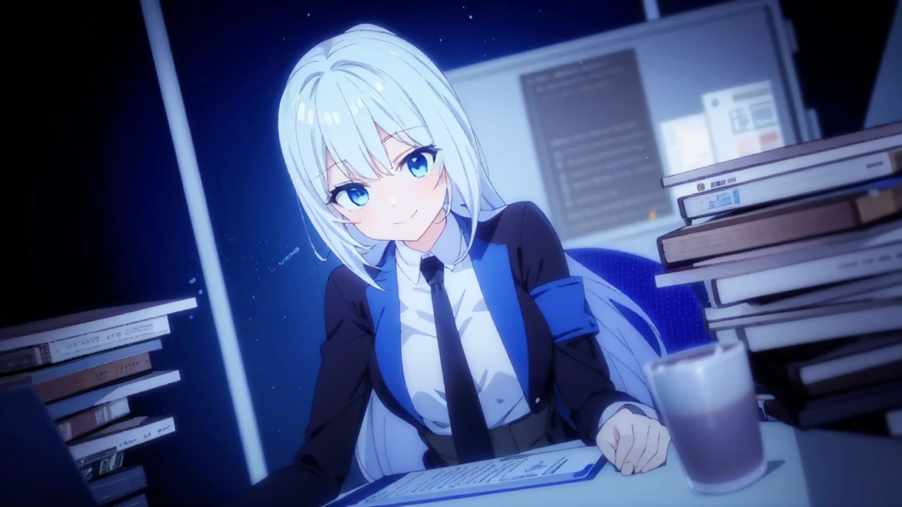 Anime style, beautiful face, smile, dynamic light, medium outline, beautiful particles