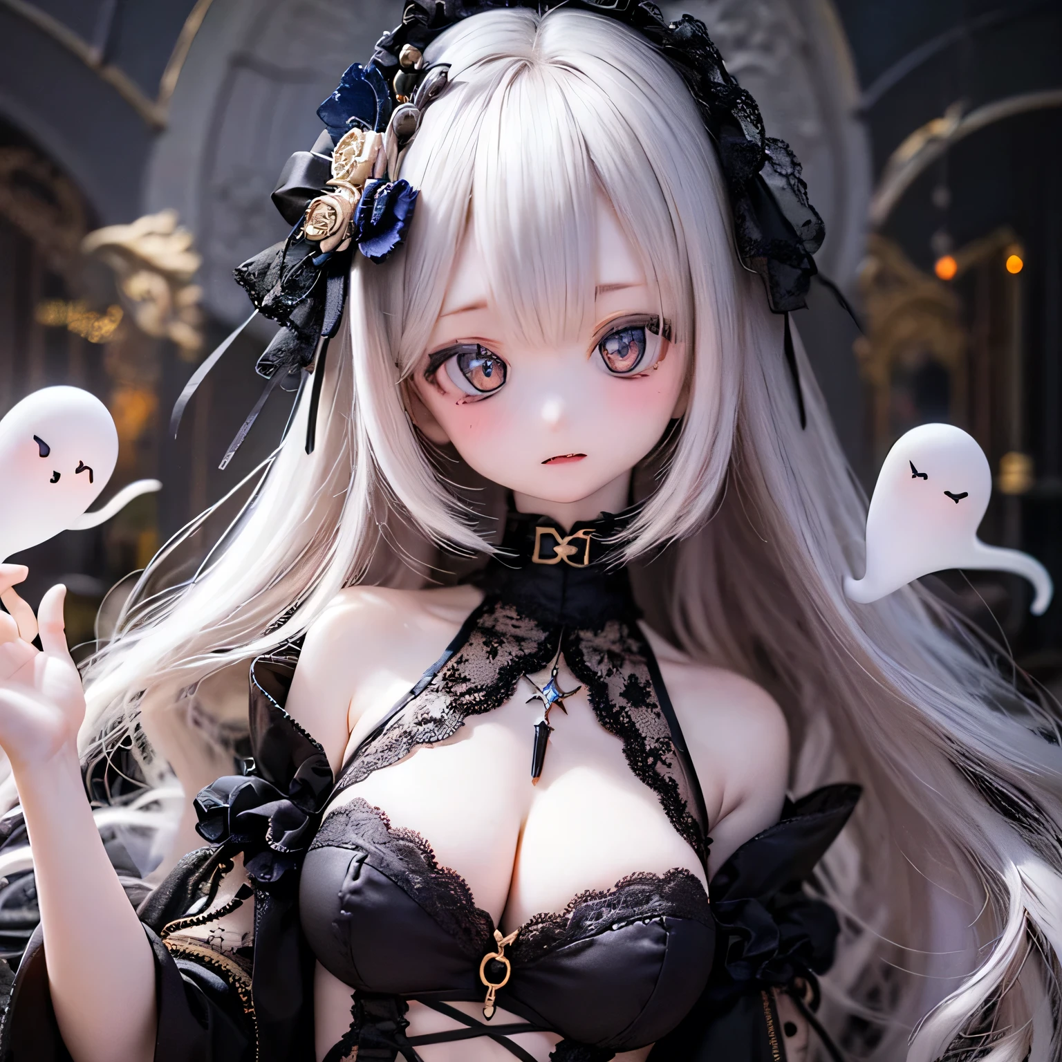 (highest quality,4K,8k,High resolution,masterpiece:1.2),beautiful detailed eye,length eyelashes,Beautiful lip detail,extremely detailed eye and face,(Vibrant colors,colorful,Contrast enhancement:1.1),dark atmosphere,spooky ambiance,Gothic style,Satanic in front,Devilish charm,(Fine art,shape:1.1),Digital Painting,dark fantasy theme,dramatic lighting,Ghost-likely beautiful,Detailed texture, (Horror, dark, Bad luckな) girl, (Gothic, Victorian) fashion, (Mysterious, Charming) vision, (pale, porcelain) skin, (length, Flowing) Black Hair, (elegant, Complex) Lace dress, (Bad luck, spooky) Shadow, (spooky, Otherworldly) background, (Illuminated by the moonlight, Ghosts appear) garden, (Bad luckな, charmed〜Three Witch Sisters) forest, (elegant, Charming) stop temporarily, (dark, Mysterious) aura, (Mysterious, Supernatural) Powers, (Forbidden, Mysterious) mode, (charmed〜Three Witch Sisters, cursed) relic, (Twisted, bent) reality, (Charming, Ghost-like) smile, (cold, bone-cold) silence, (elegant, Gothic) architecture, (Bad luckな, hypnotism) eye, (intense, dark) emotion, (Powerful, order) in front, (Bad luck, Bad luckな) atmosphere, (Spooky, Spooky) detailed, (Charming, charm) performance, (Satanic, Ghost-likely beautiful) shape, (elegant, spooky) composition, (Surreal, dream-like) scenery, (strict, Bad luckな) cloud, (magic, Mysterious) element, (charmed〜Three Witch Sisters, Ghost-like) aura, (Shadow, Mysterious) shapes, (Ghosts appear, Abandoned) Apartment, (Bad luckな, malicious) Shape, (Supernatural, Otherworldly) energy, (Ghost-like, cold) whisper, (elegant, dramatic) stop temporarilys, (Mysterious, Mysterious) beauty, (Devilish, Charming) eye, (intense, Powerful) vision.Open your arms、(((ghost)))