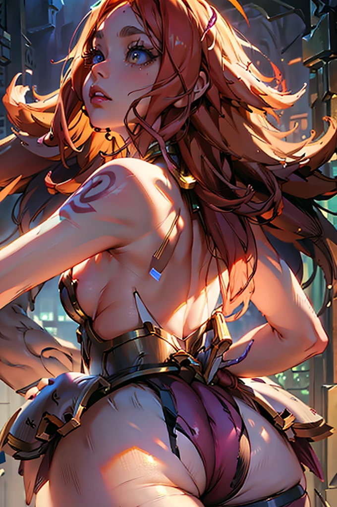 neeko,1girl,from behind,close up,hyper-detailed,extremely detailed,realistic,photorealistic,masterpiece,8k,HDR,high quality,cinematic lighting,dramatic lighting,beautiful detailed eyes,beautiful detailed lips,extremely detailed face,long eyelashes,thick ass,large posterior,perfect anatomy,shapely figure,hourglass figure,sensual pose,erotic,intimate,passionate,ambient lighting,warm color palette