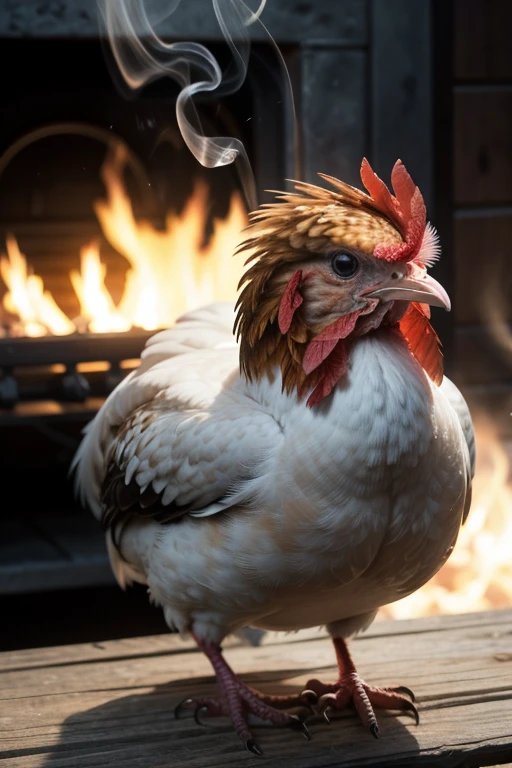 Make a cute smoking chicken