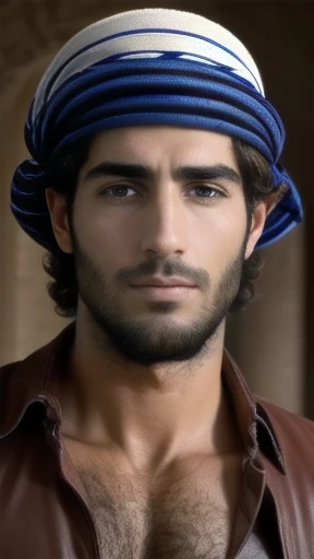 a Judaean man in a heartthrob, focus on his face.